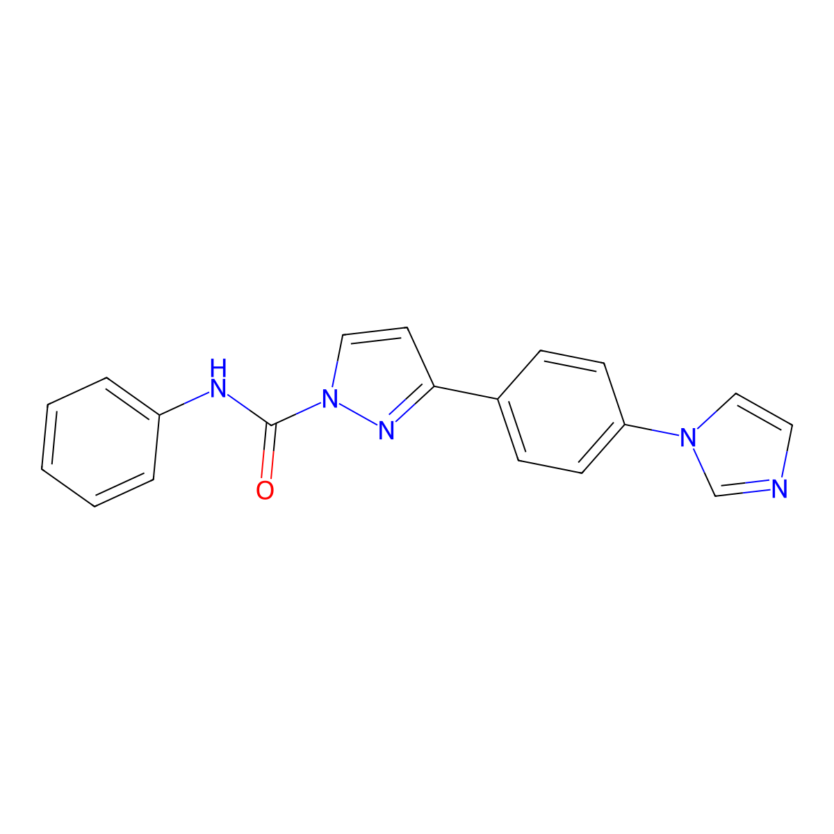3-[4-(1H-imidazol-1-yl)phenyl]-N-phenyl-1H-pyrazole-1-carboxamide molecular structure, CAS 321385-59-5