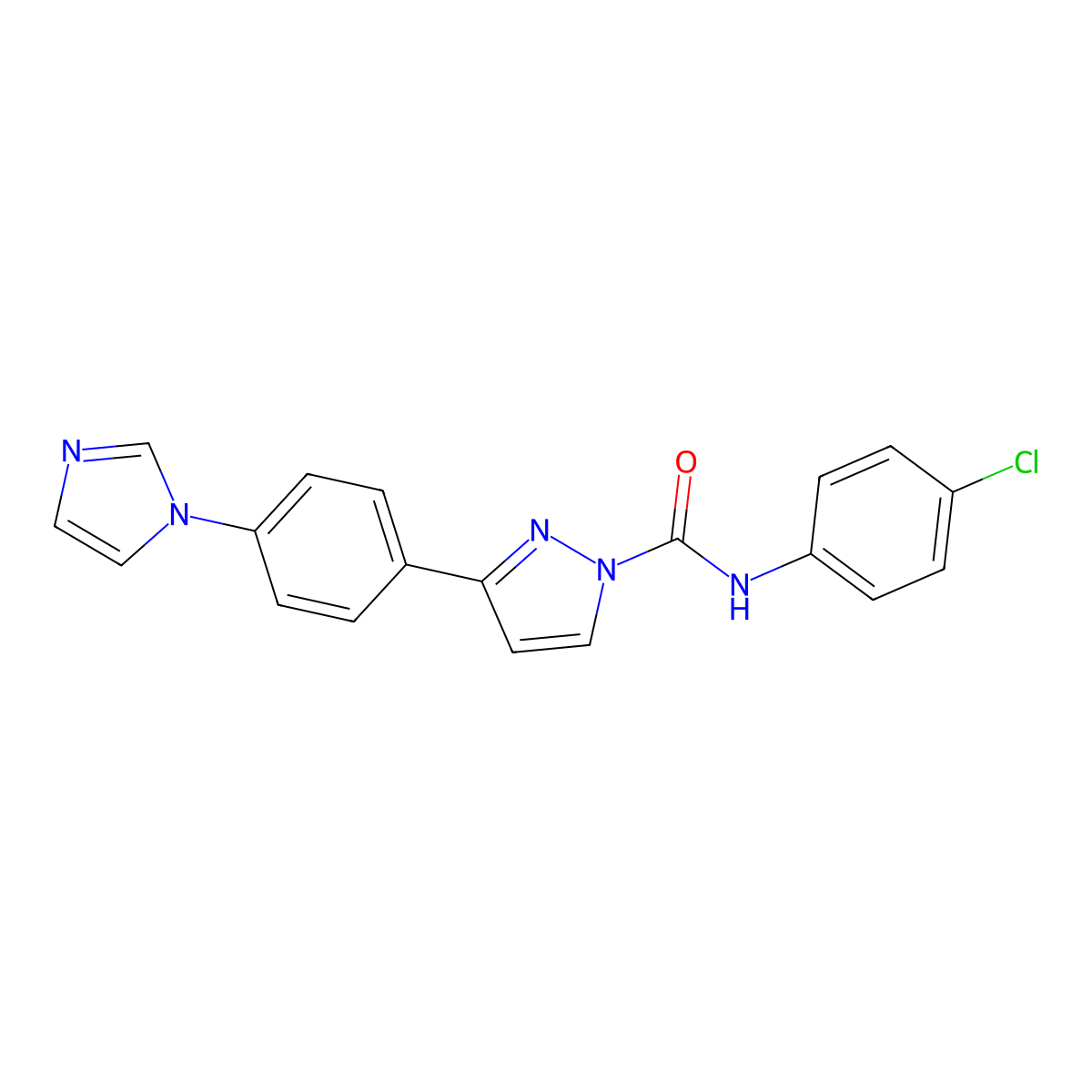 N-(4-chlorophenyl)-3-[4-(1H-imidazol-1-yl)phenyl]-1H-pyrazole-1-carboxamide molecular structure, CAS 321385-60-8