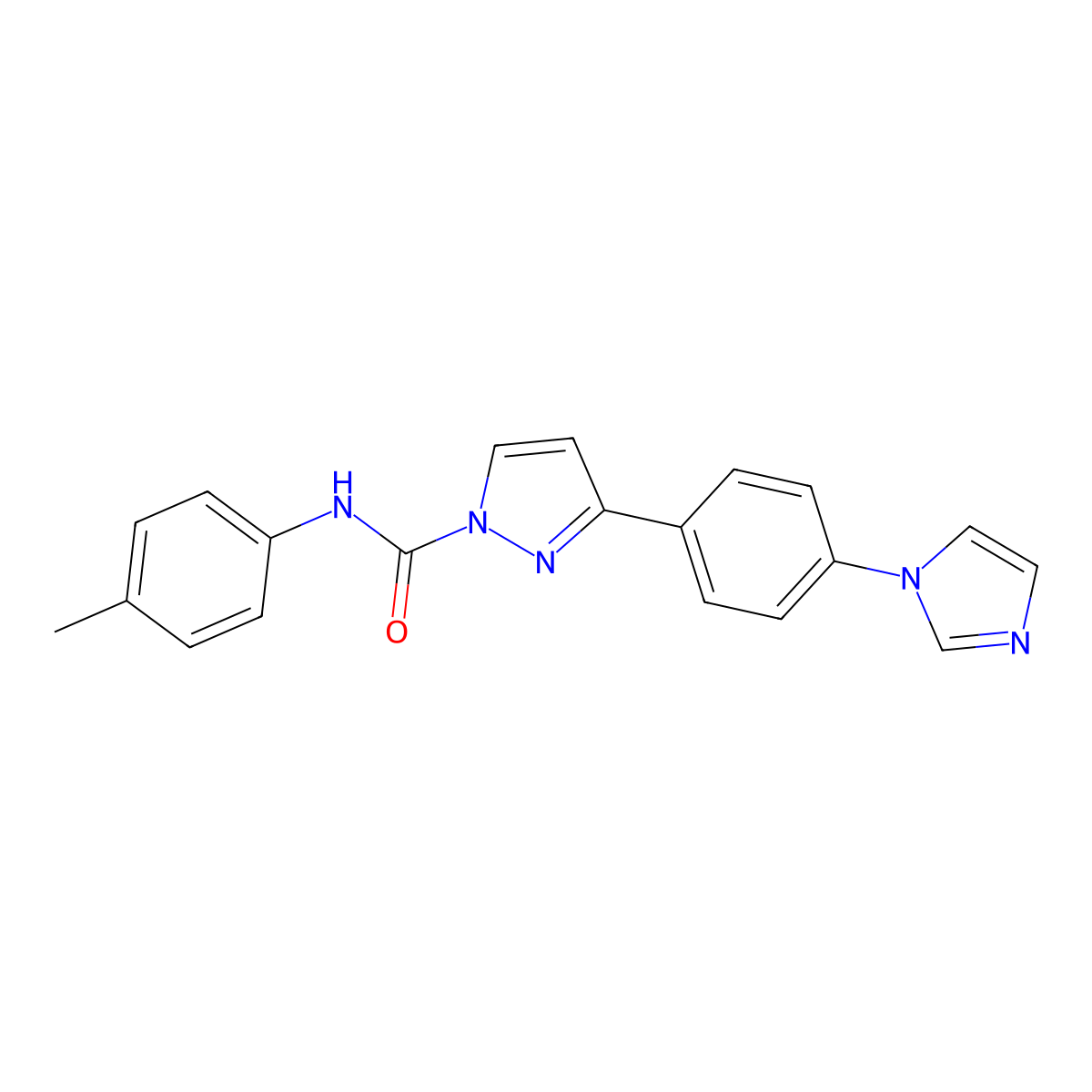 3-[4-(1H-imidazol-1-yl)phenyl]-N-(4-methylphenyl)-1H-pyrazole-1-carboxamide molecular structure, CAS 321385-62-0
