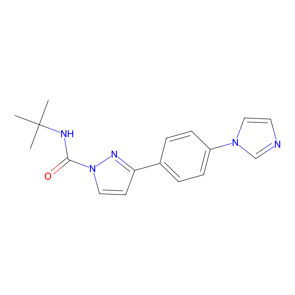 N-(tert-butyl)-3-[4-(1H-imidazol-1-yl)phenyl]-1H-pyrazole-1-carboxamide molecular structure, CAS 321385-63-1