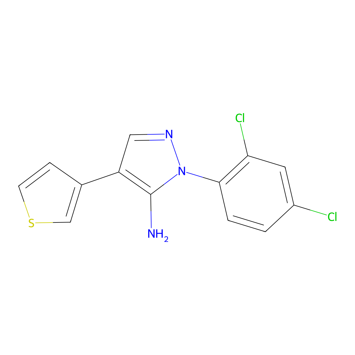 1-(2,4-dichlorophenyl)-4-(3-thienyl)-1H-pyrazol-5-amine molecular structure, CAS 321385-65-3