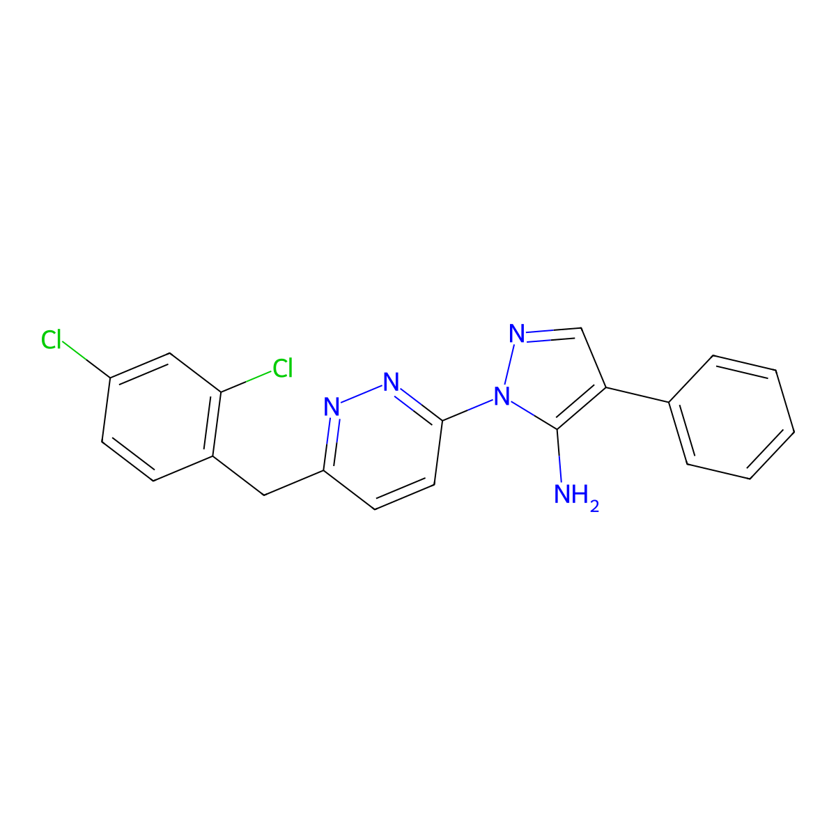 1-[6-(2,4-dichlorobenzyl)-3-pyridazinyl]-4-phenyl-1H-pyrazol-5-amine molecular structure, CAS 321385-81-3