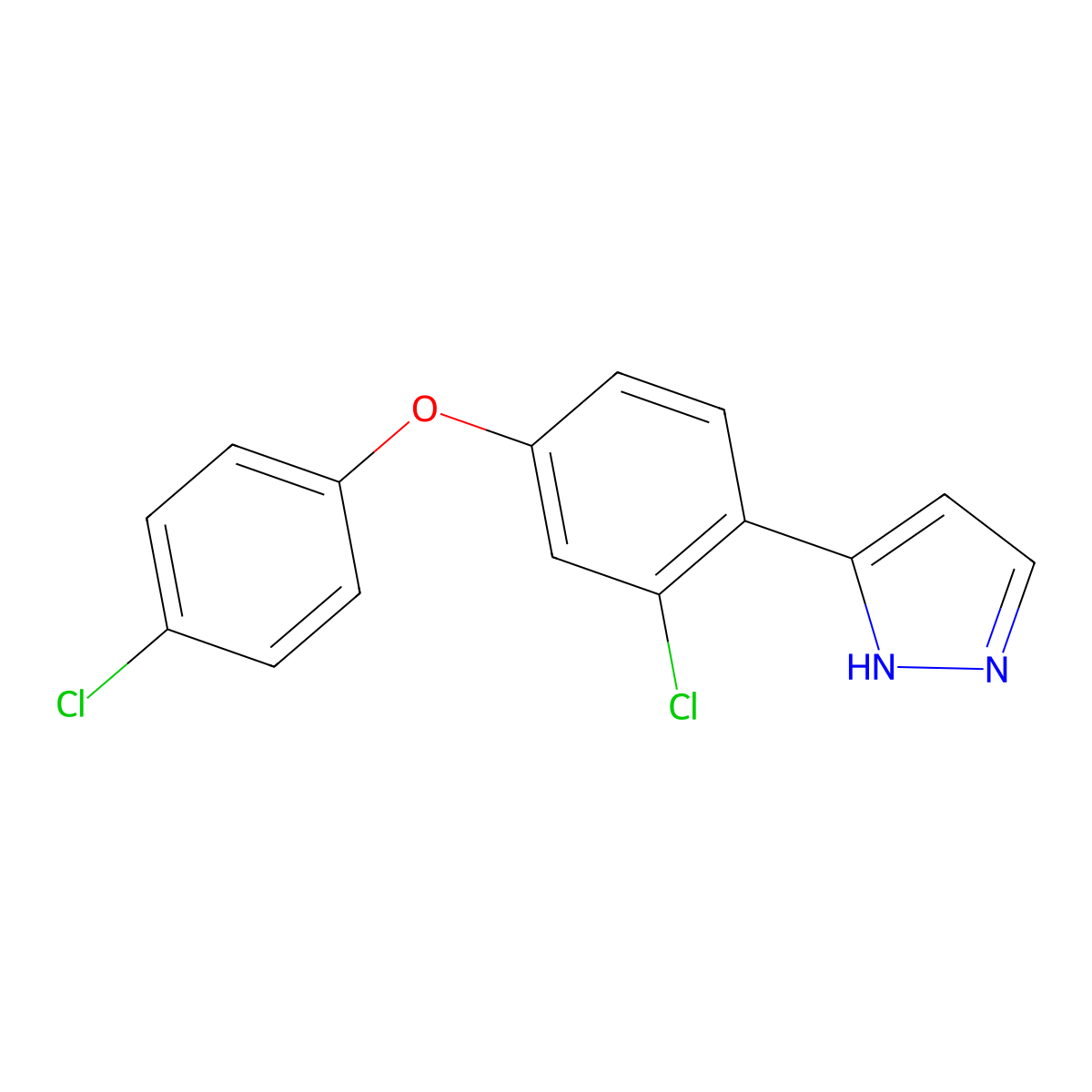 3-[2-chloro-4-(4-chlorophenoxy)phenyl]-1H-pyrazole molecular structure, CAS 321385-82-4