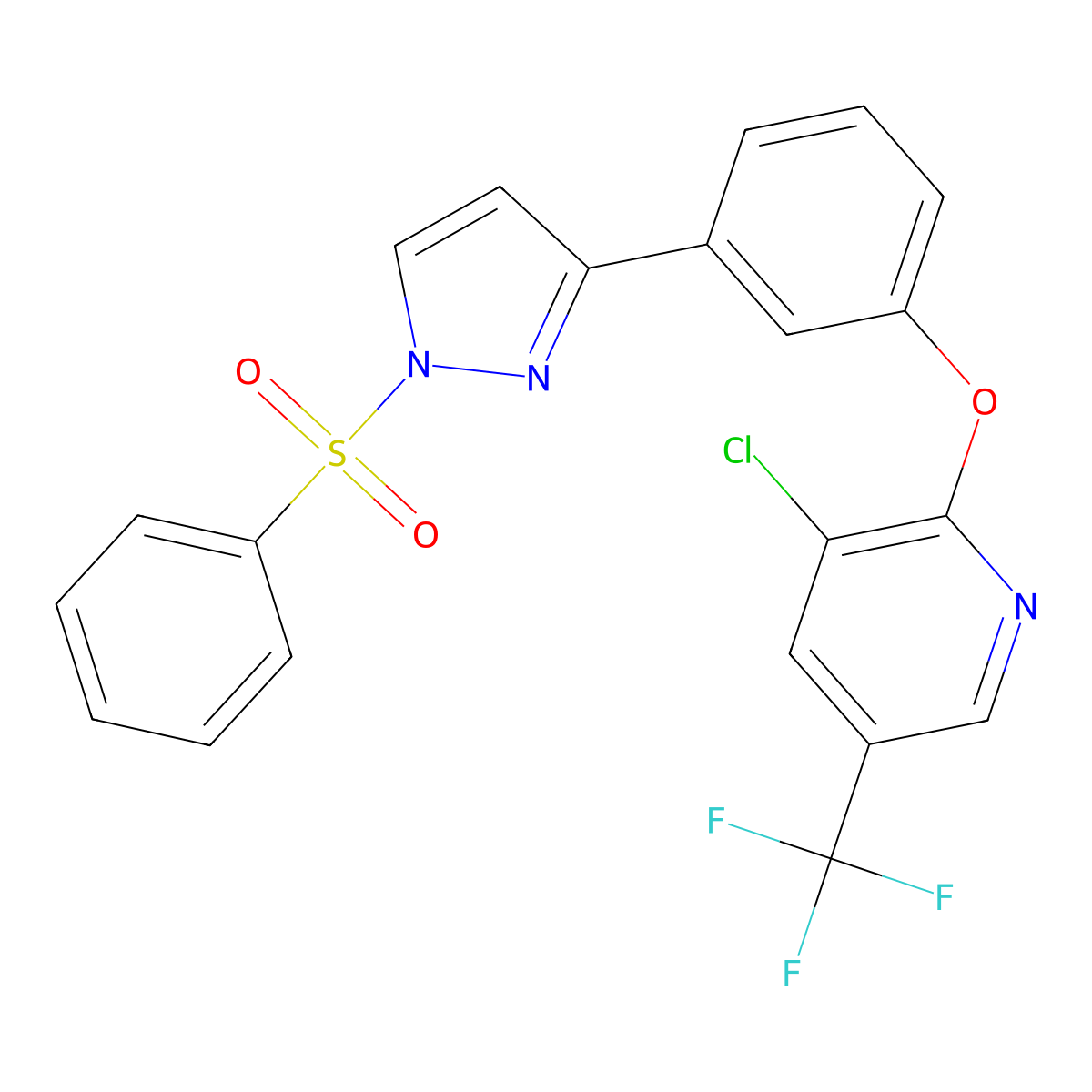 2-[3-[1-(Benzenesulfonyl)pyrazol-3-yl]phenoxy]-3-chloro-5-(trifluoromethyl)pyridine molecular structure, CAS 321385-86-8