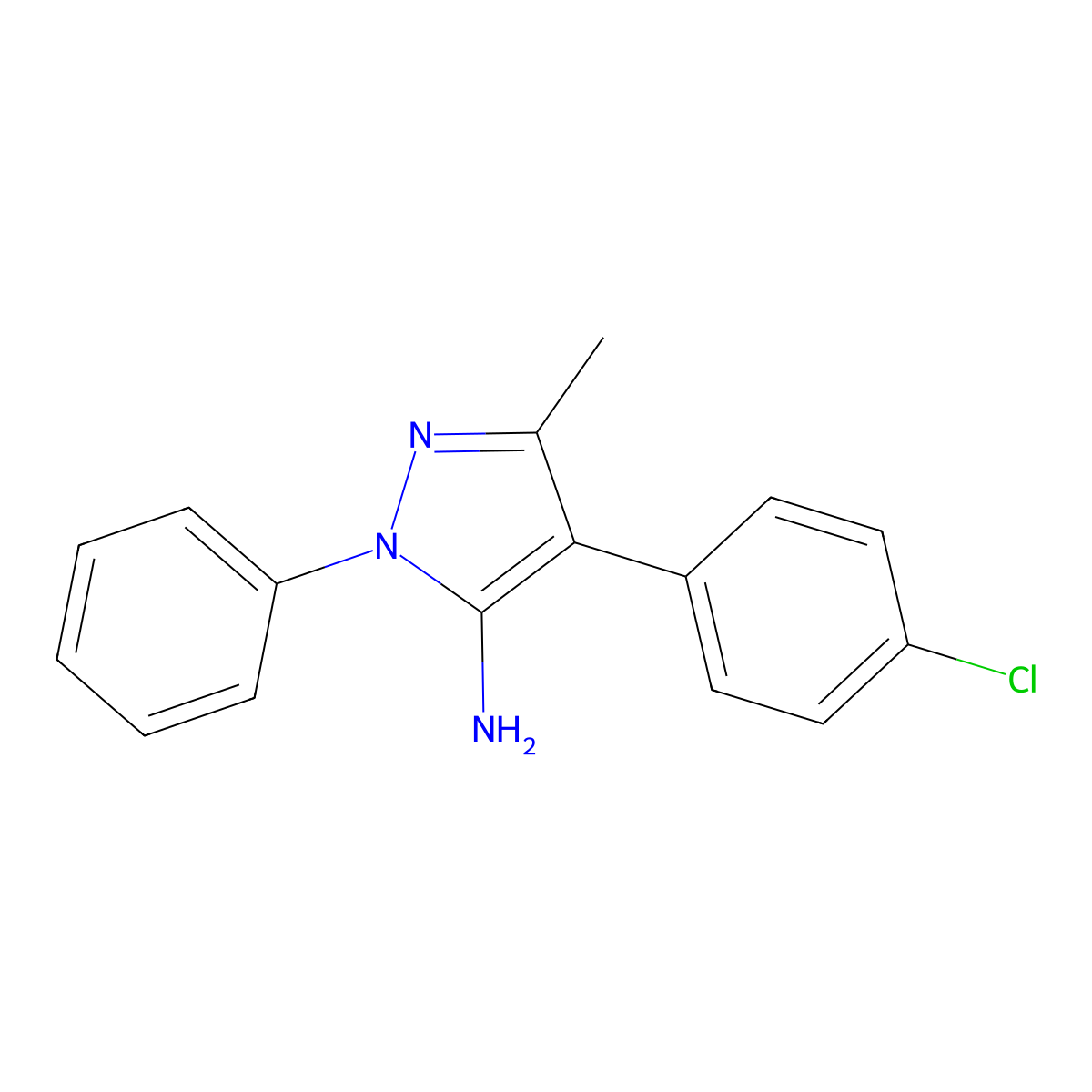 4-(4-chlorophenyl)-3-methyl-1-phenyl-1H-pyrazol-5-amine molecular structure, CAS 321385-90-4