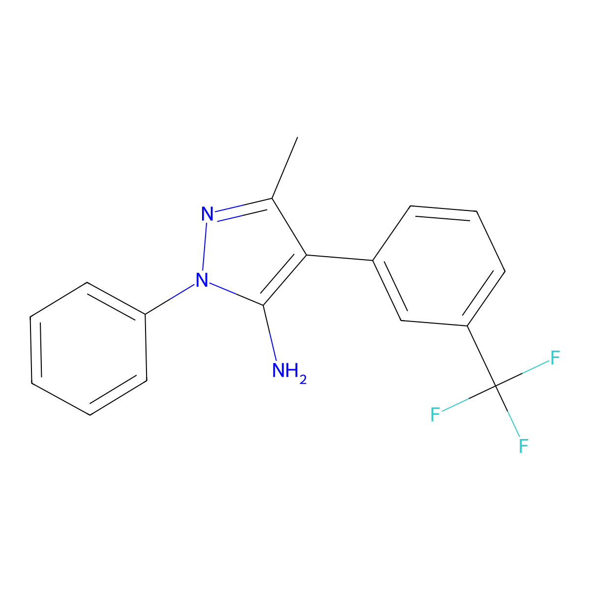 3-Methyl-1-phenyl-4-[3-(trifluoromethyl)phenyl]-1H-pyrazol-5-amine molecular structure, CAS 321385-93-7