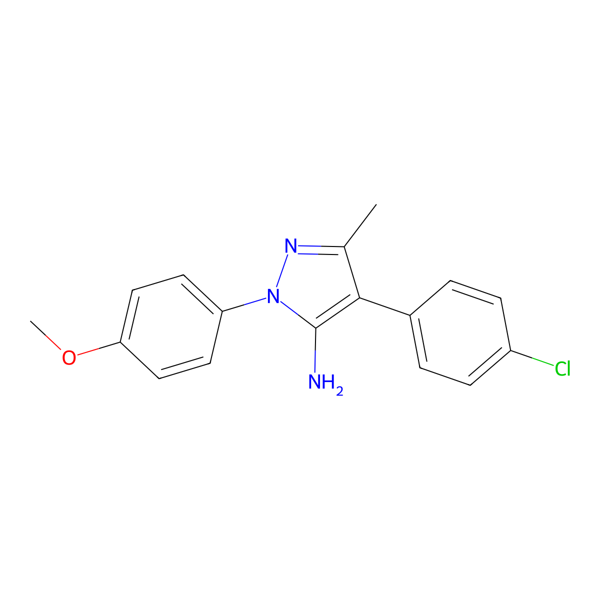 4-(4-chlorophenyl)-1-(4-methoxyphenyl)-3-methyl-1H-pyrazol-5-amine molecular structure, CAS 321391-74-6
