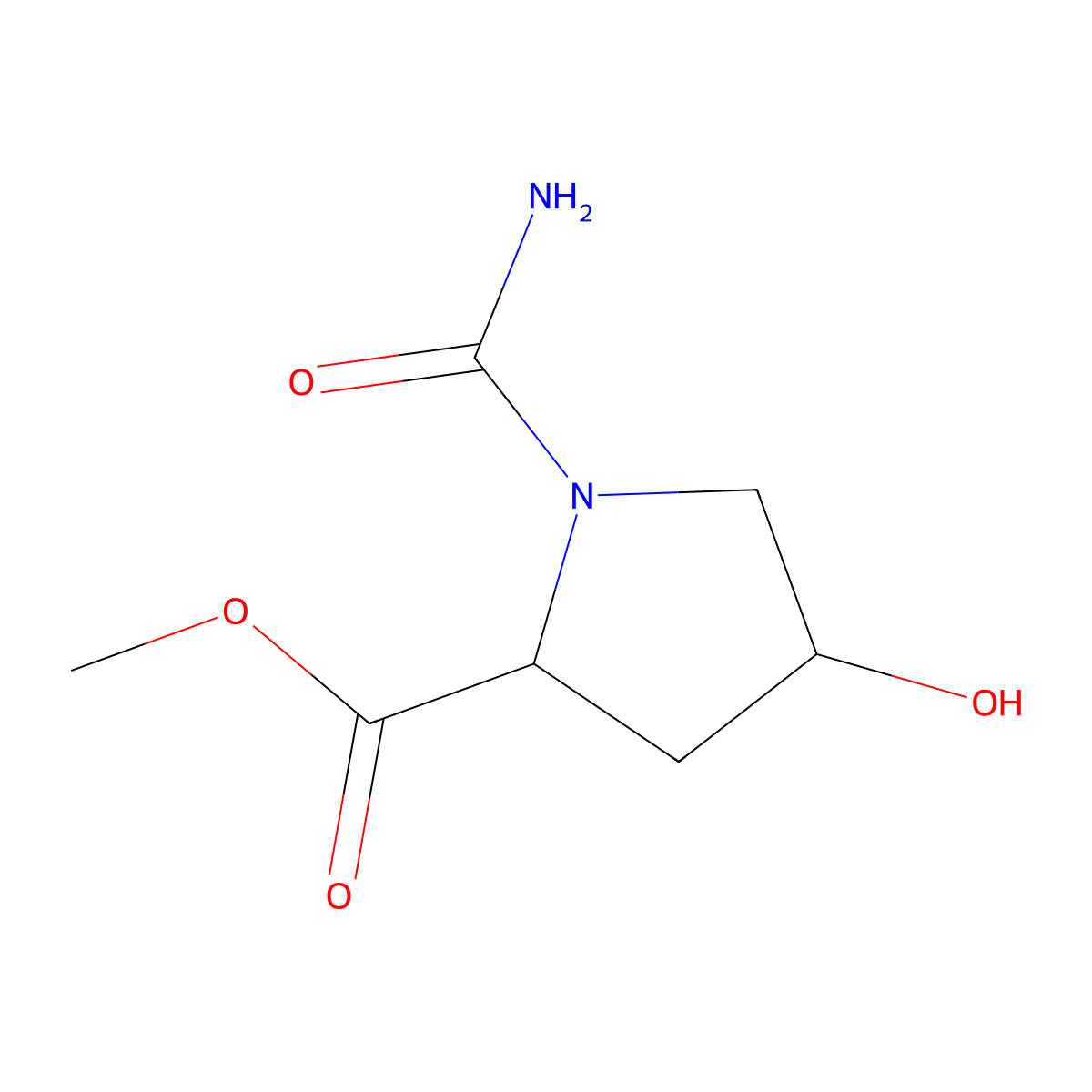 Methyl 1-(aminocarbonyl)-4-hydroxy-2-pyrrolidinecarboxylate molecular structure, CAS 321391-94-0