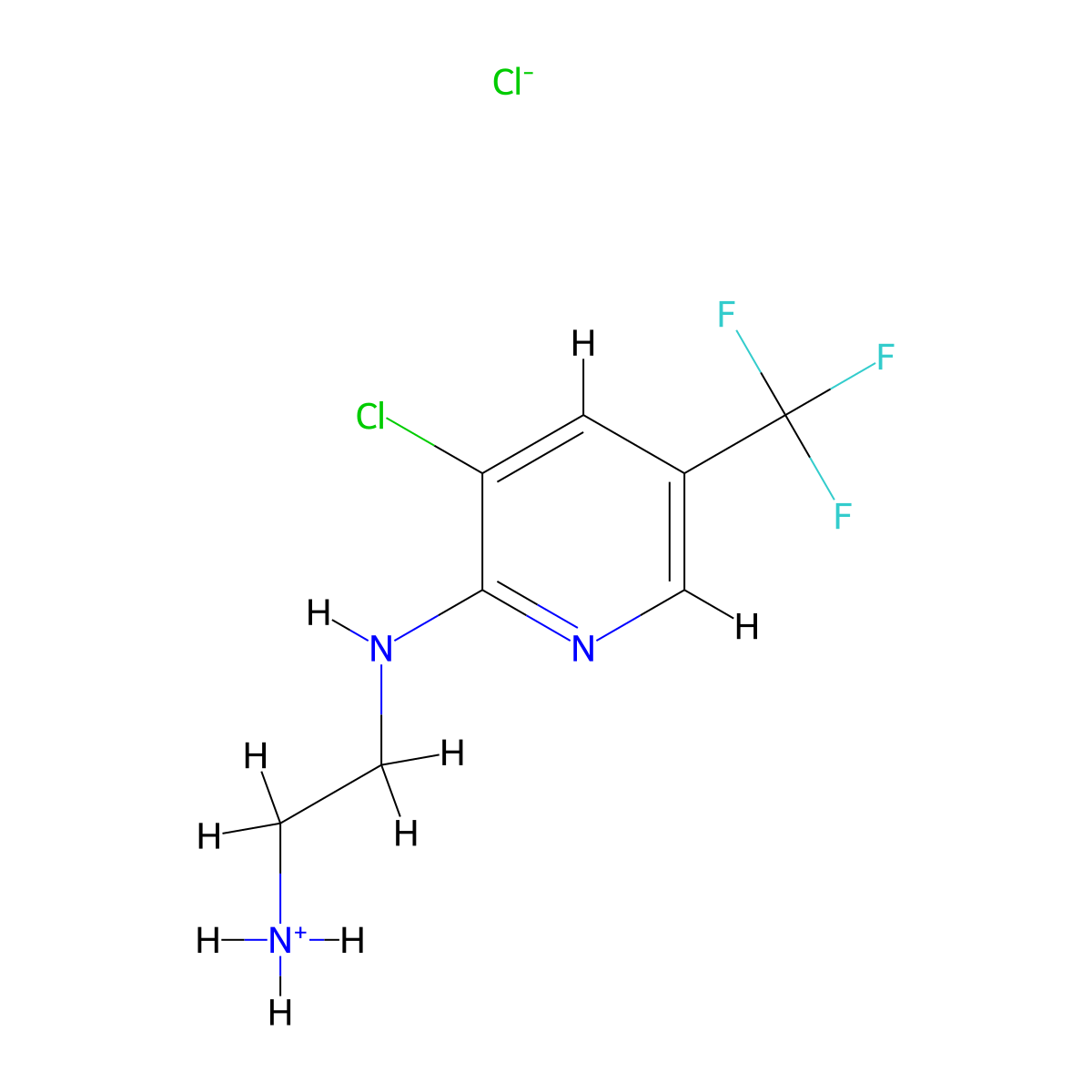 2-{[3-Chloro-5-(trifluoromethyl)-2-pyridinyl]amino}-1-ethanaminium chloride molecular structure, CAS 321391-95-1
