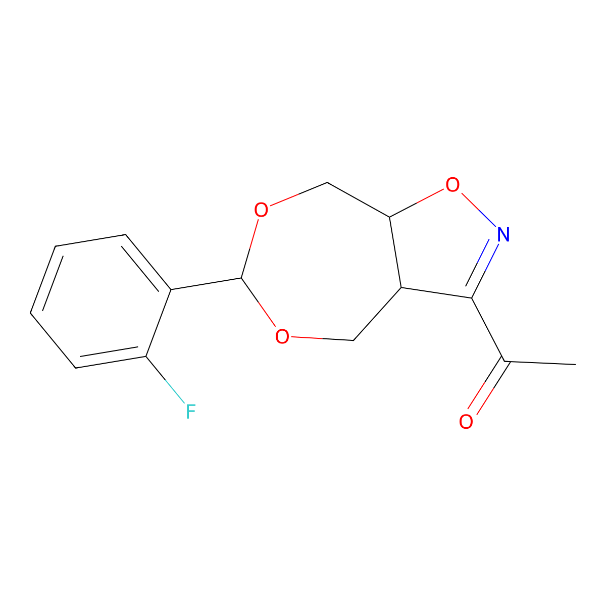 1-[6-(2-Fluorophenyl)-3a,4,8,8a-tetrahydro[1,3]dioxepino[5,6-d]isoxazol-3-yl]-1-ethanone molecular structure, CAS 321391-96-2