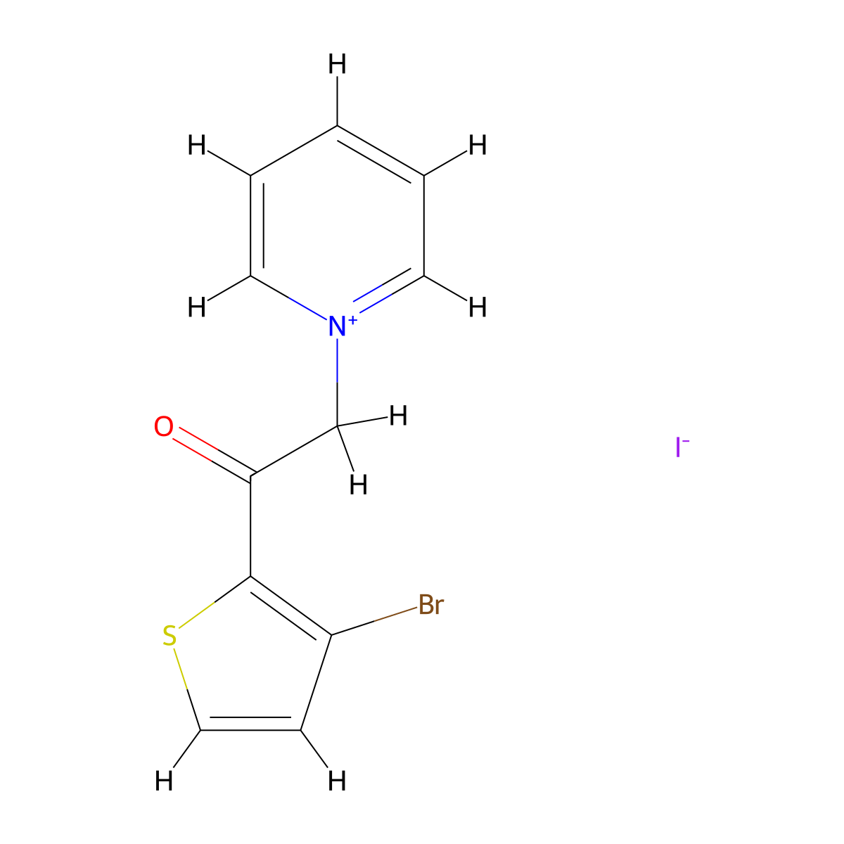1-(2-(3-Bromo-2-thienyl)-2-oxoethyl)pyridinium iodide molecular structure, CAS 321392-01-2