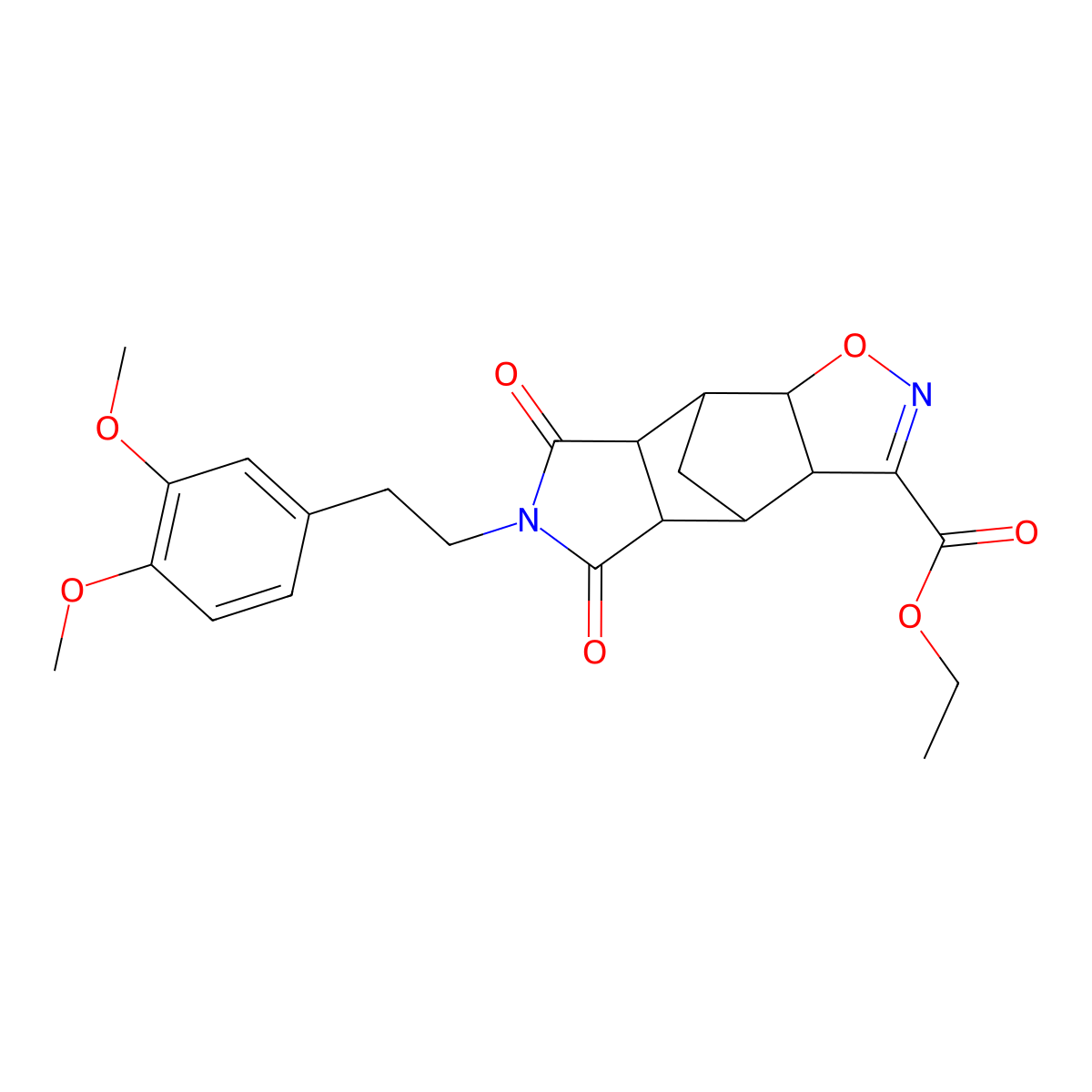 Ethyl 10-(3,4-dimethoxyphenethyl)-9,11-dioxo-3-oxa-4,10-diazatetracyclo[5.5.1.0~2,6~.0~8,12~]tridec-4-ene-5-carboxylate molecular structure, CAS 321392-02-3