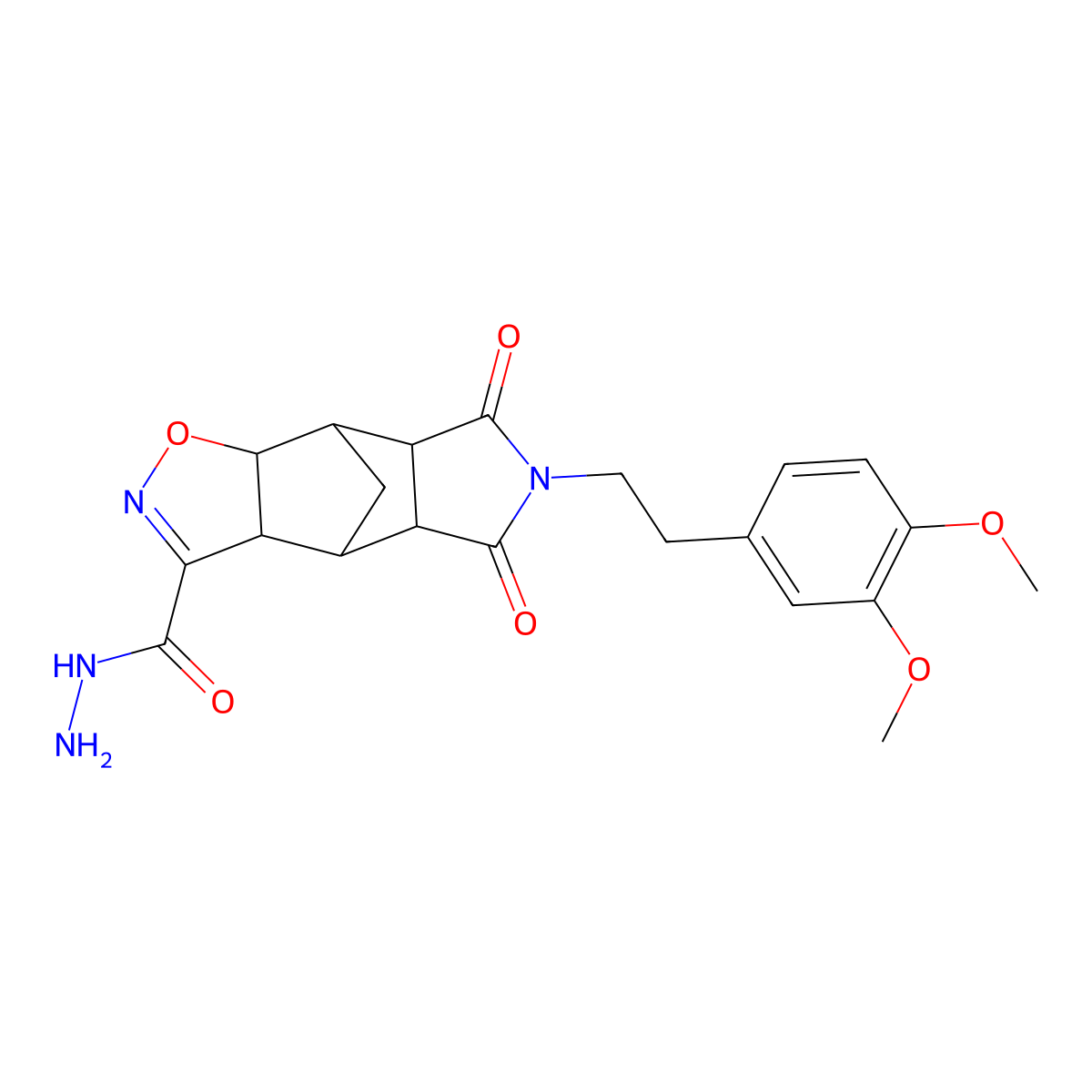 10-(3,4-Dimethoxyphenethyl)-9,11-dioxo-3-oxa-4,10-diazatetracyclo[5.5.1.0~2,6~.0~8,12~]tridec-4-ene-5-carbohydrazide molecular structure, CAS 321392-03-4