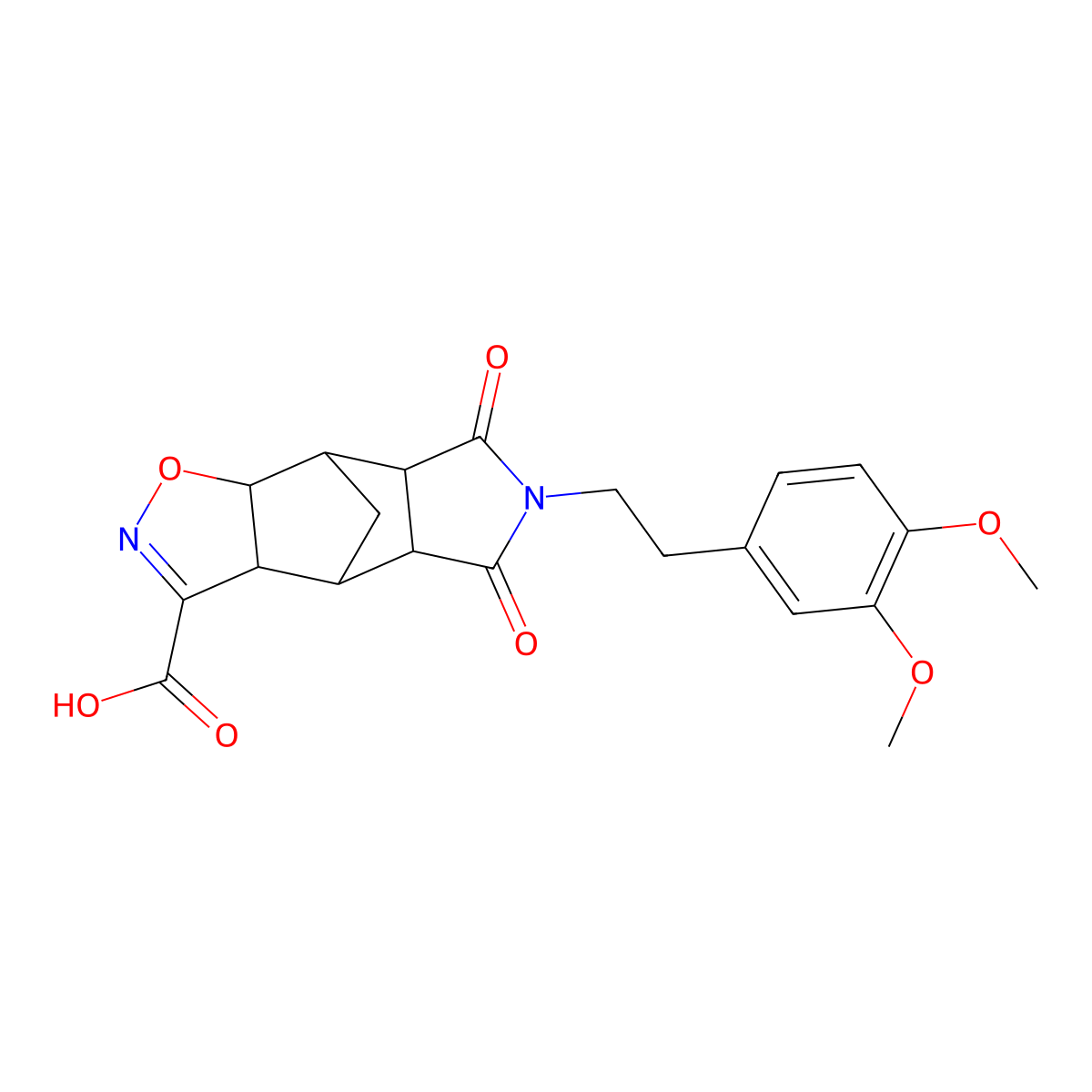 10-(3,4-Dimethoxyphenethyl)-9,11-dioxo-3-oxa-4,10-diazatetracyclo[5.5.1.0~2,6~.0~8,12~]tridec-4-ene-5-carboxylic acid molecular structure, CAS 321392-04-5