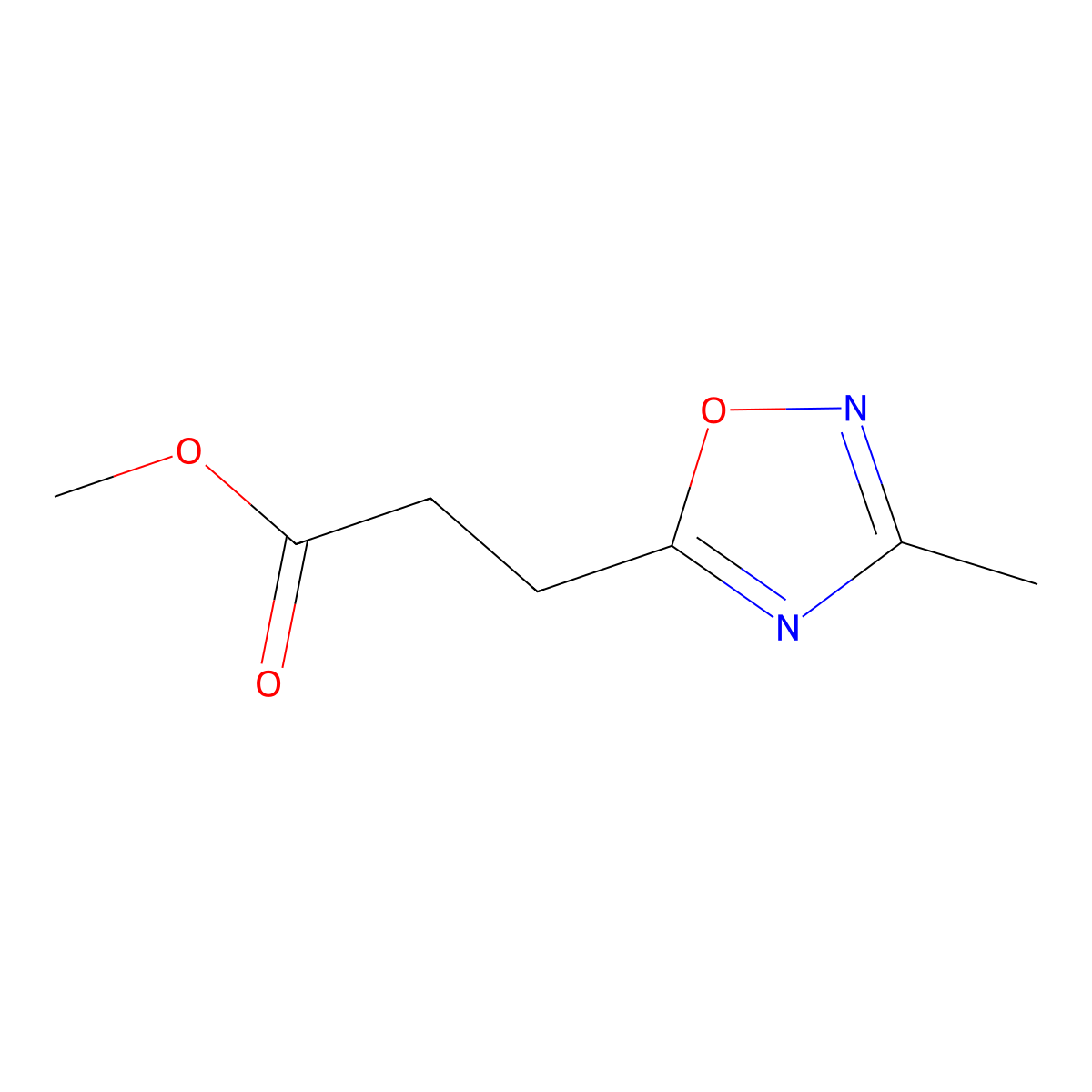 Methyl 3-(3-methyl-1,2,4-oxadiazol-5-yl)propanoate molecular structure, CAS 321392-78-3
