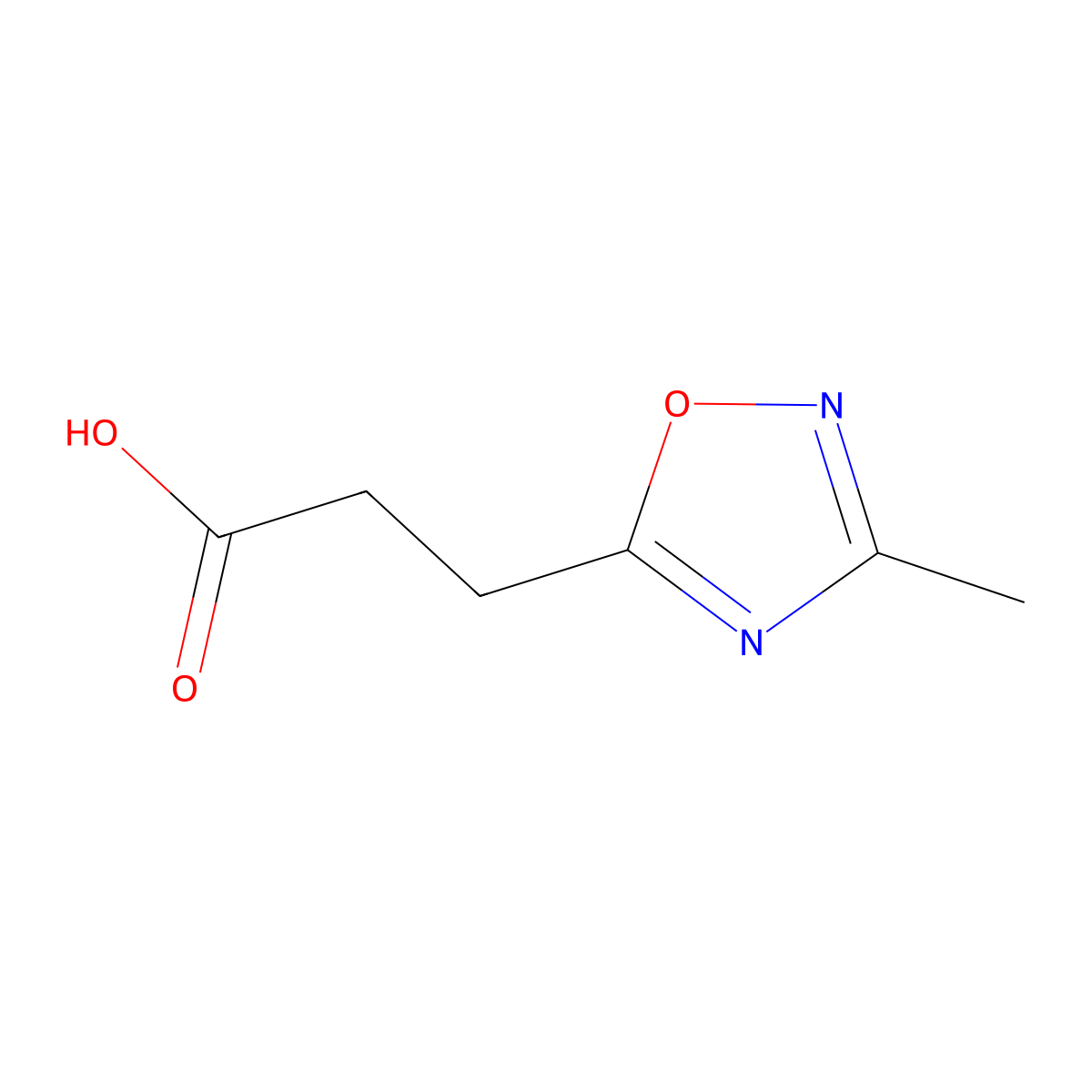 3-Methyl-1,2,4-oxadiazole-5-propanoic acid molecular structure, CAS 321392-79-4