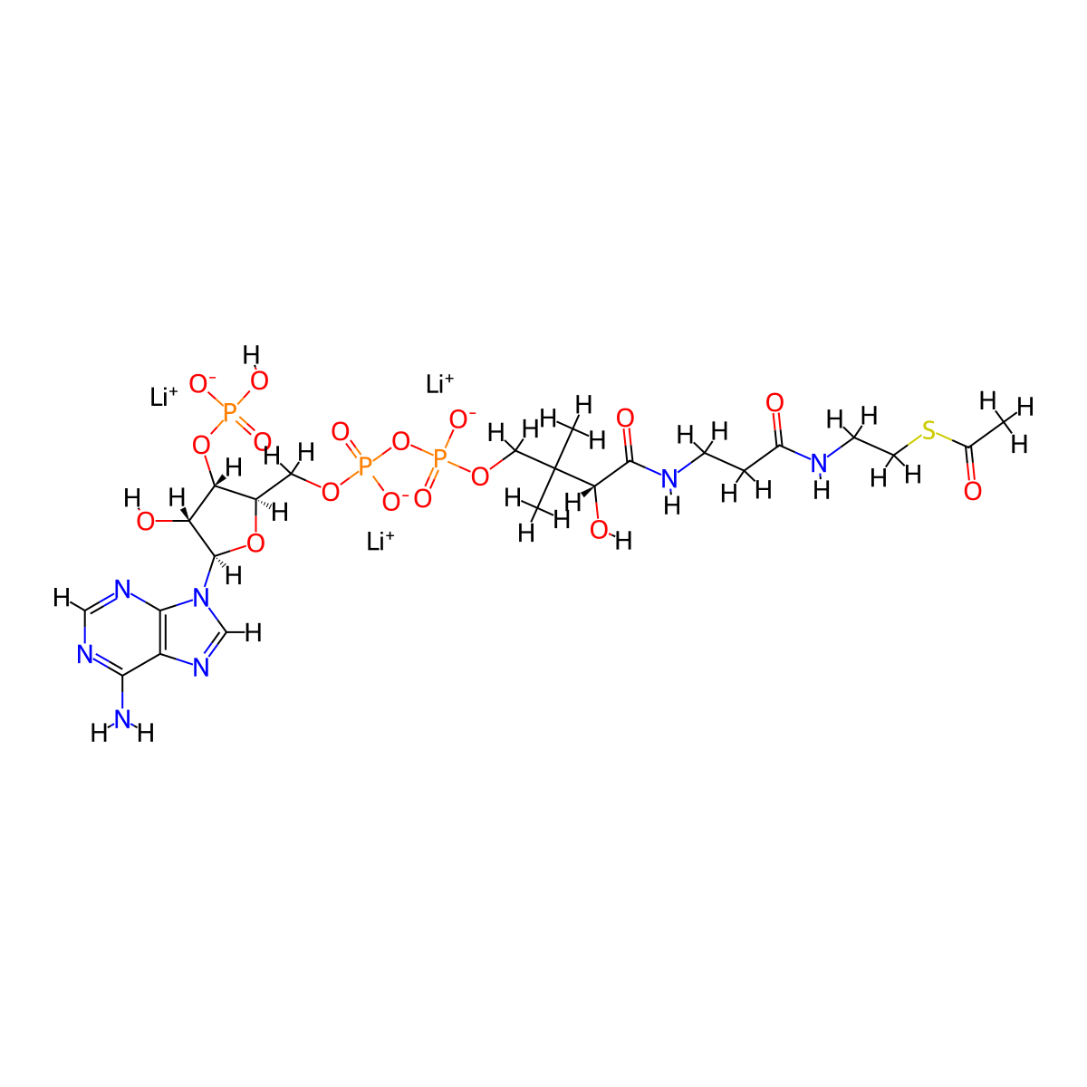 acetylcoenzyme a, trilithium salt molecular structure, CAS 32140-51-5
