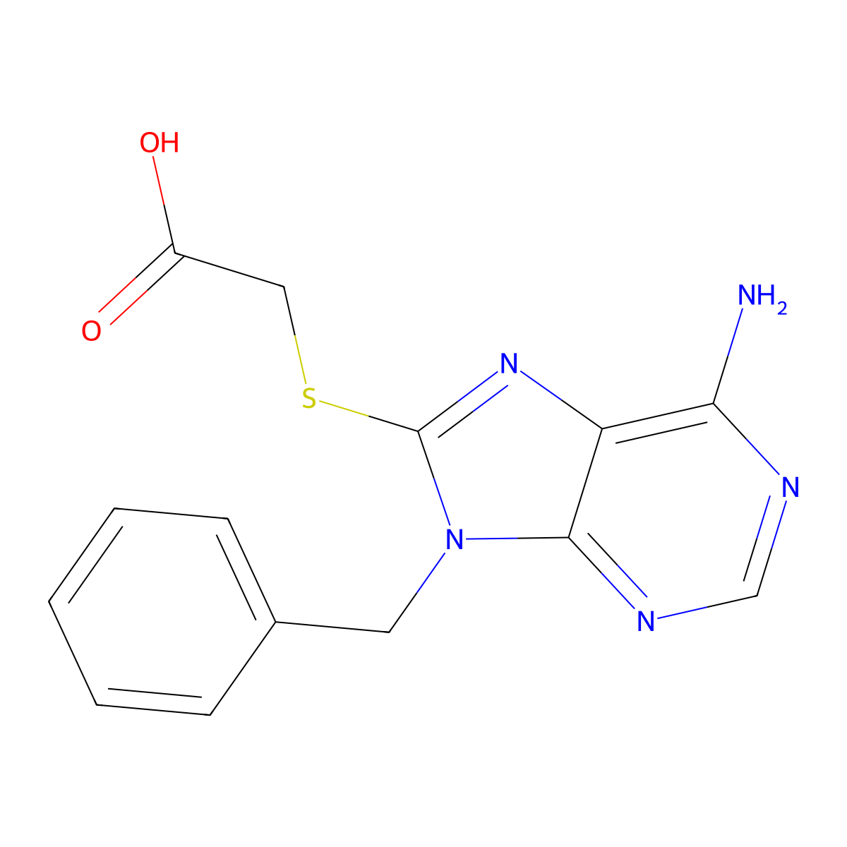 [(6-Amino-9-benzyl-9H-purin-8-yl)thio]acetic acid molecular structure, CAS 321418-06-8