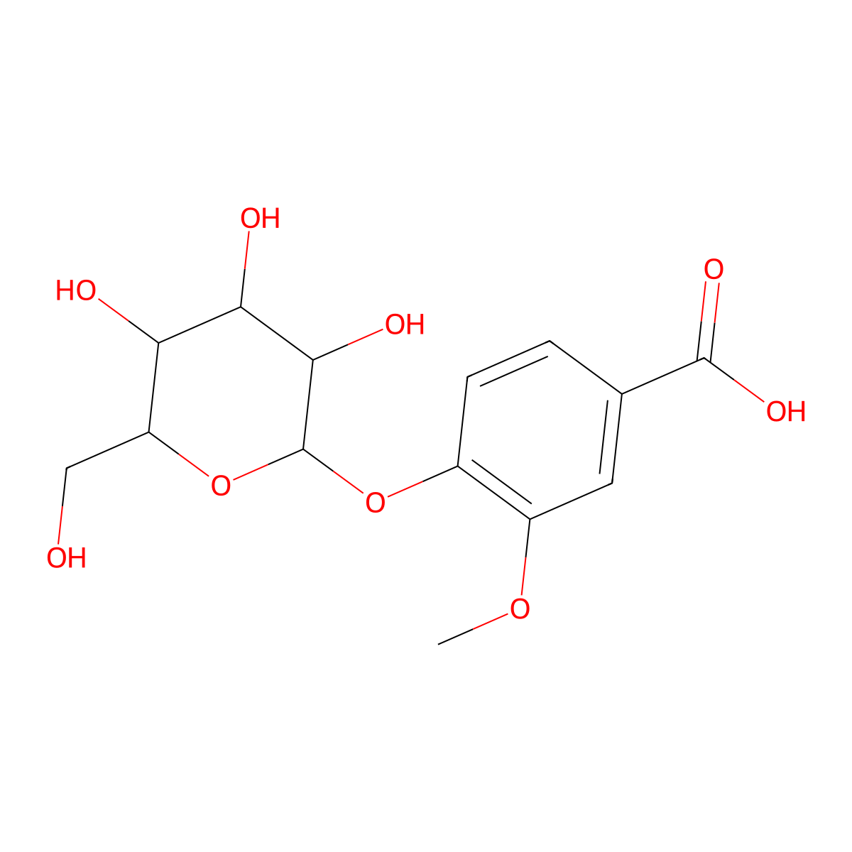 Vanillic acid glucoside molecular structure, CAS 32142-31-7
