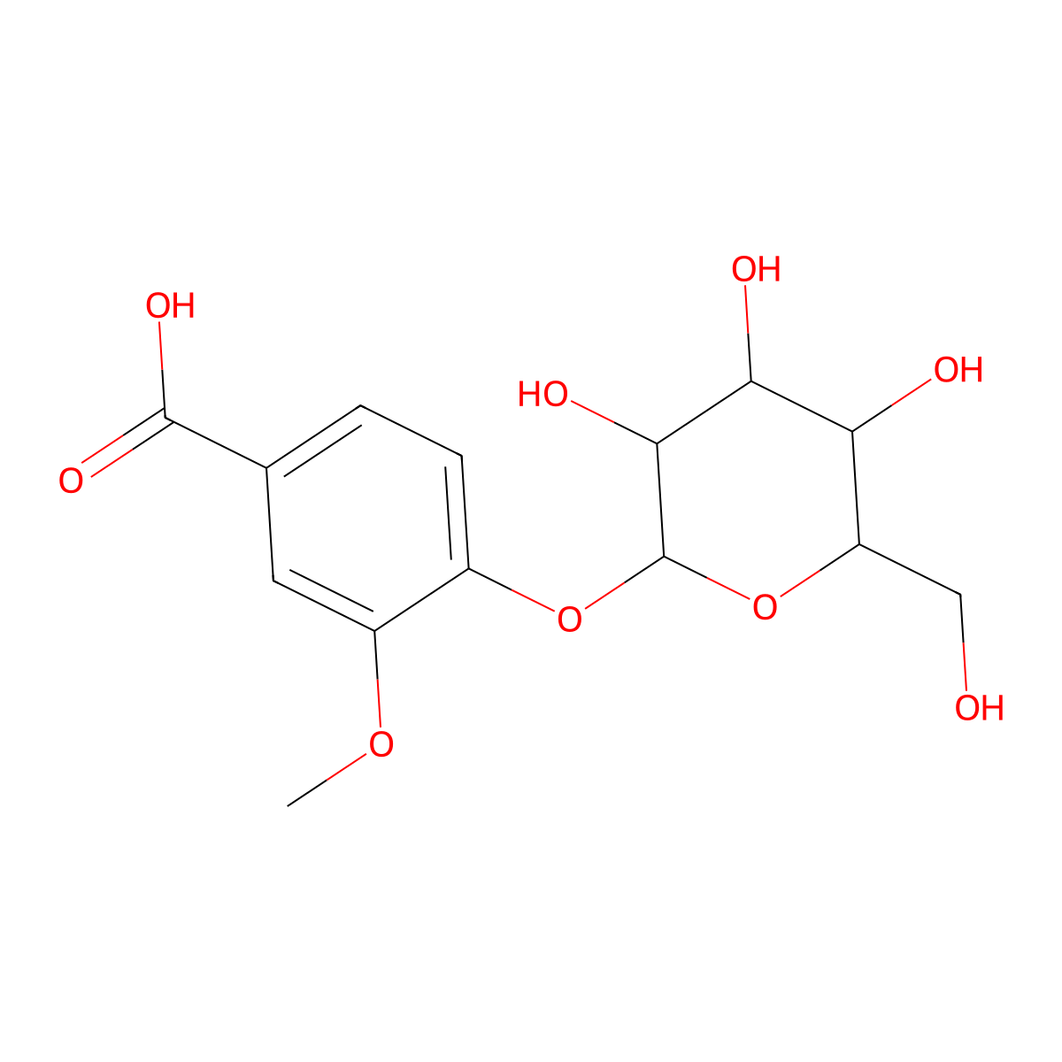 Vanillic acid glucoside molecular structure, CAS 32142-31-7