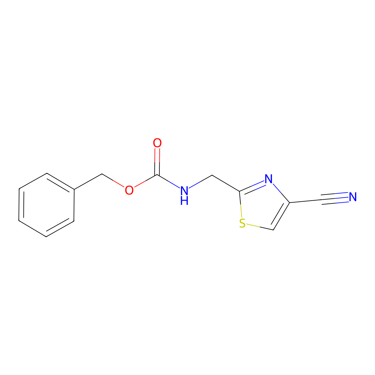 benzyl N-[(4-cyano-1,3-thiazol-2-yl)methyl]carbamate molecular structure, CAS 321426-38-4