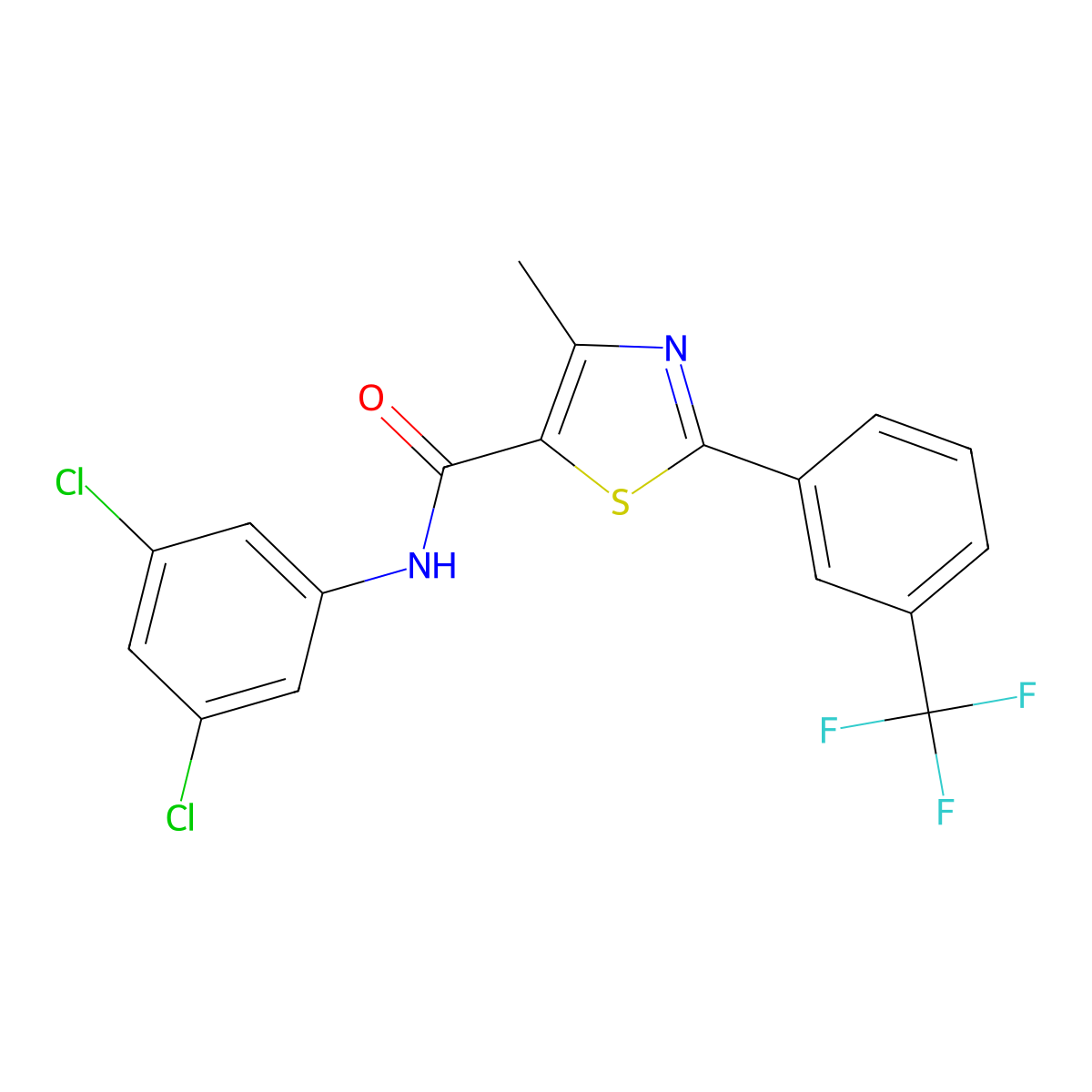 N-(3,5-dichlorophenyl)-4-methyl-2-[3-(trifluoromethyl)phenyl]-1,3-thiazole-5-carboxamide molecular structure, CAS 321429-63-4