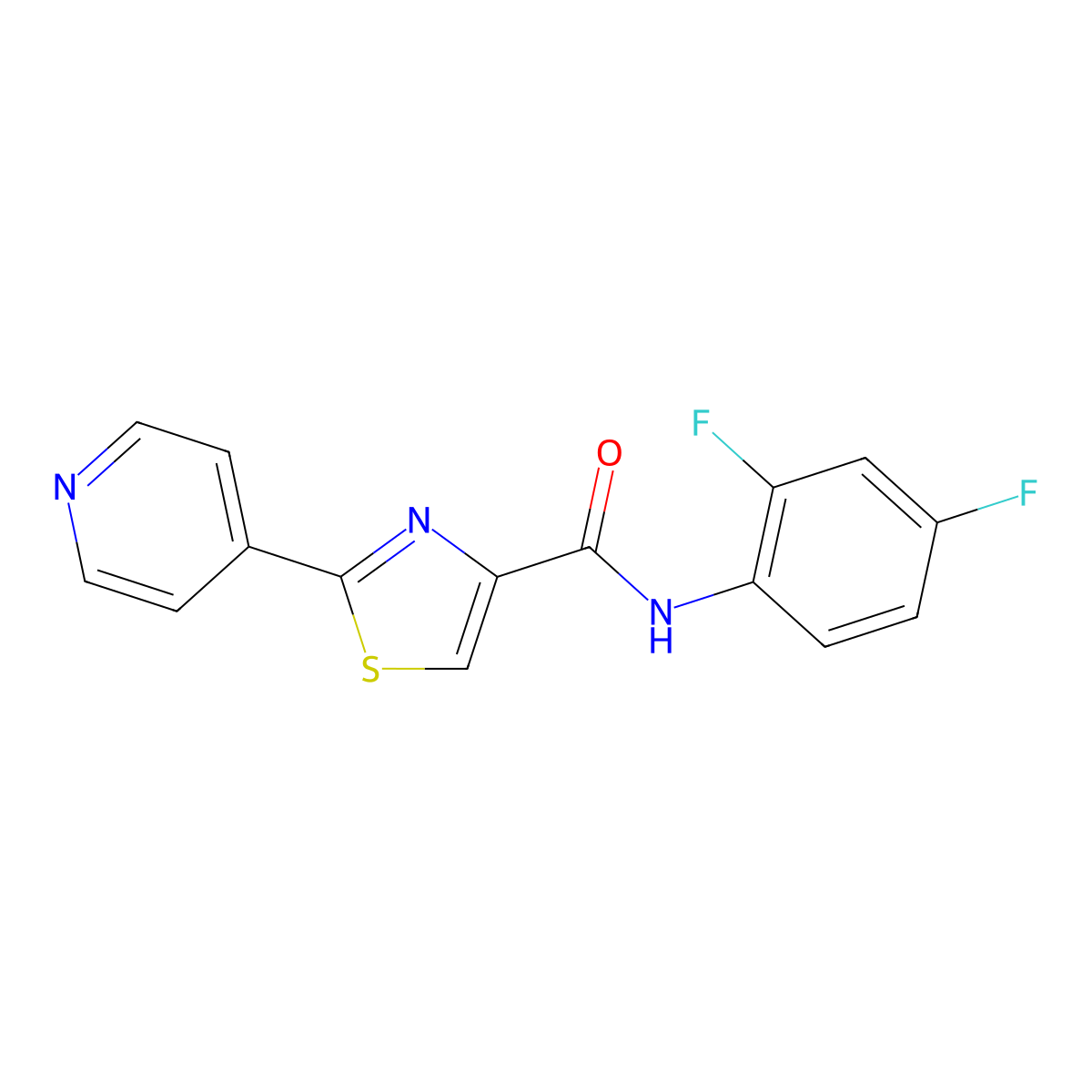 N-(2,4-difluorophenyl)-2-(4-pyridinyl)-1,3-thiazole-4-carboxamide molecular structure, CAS 321429-77-0