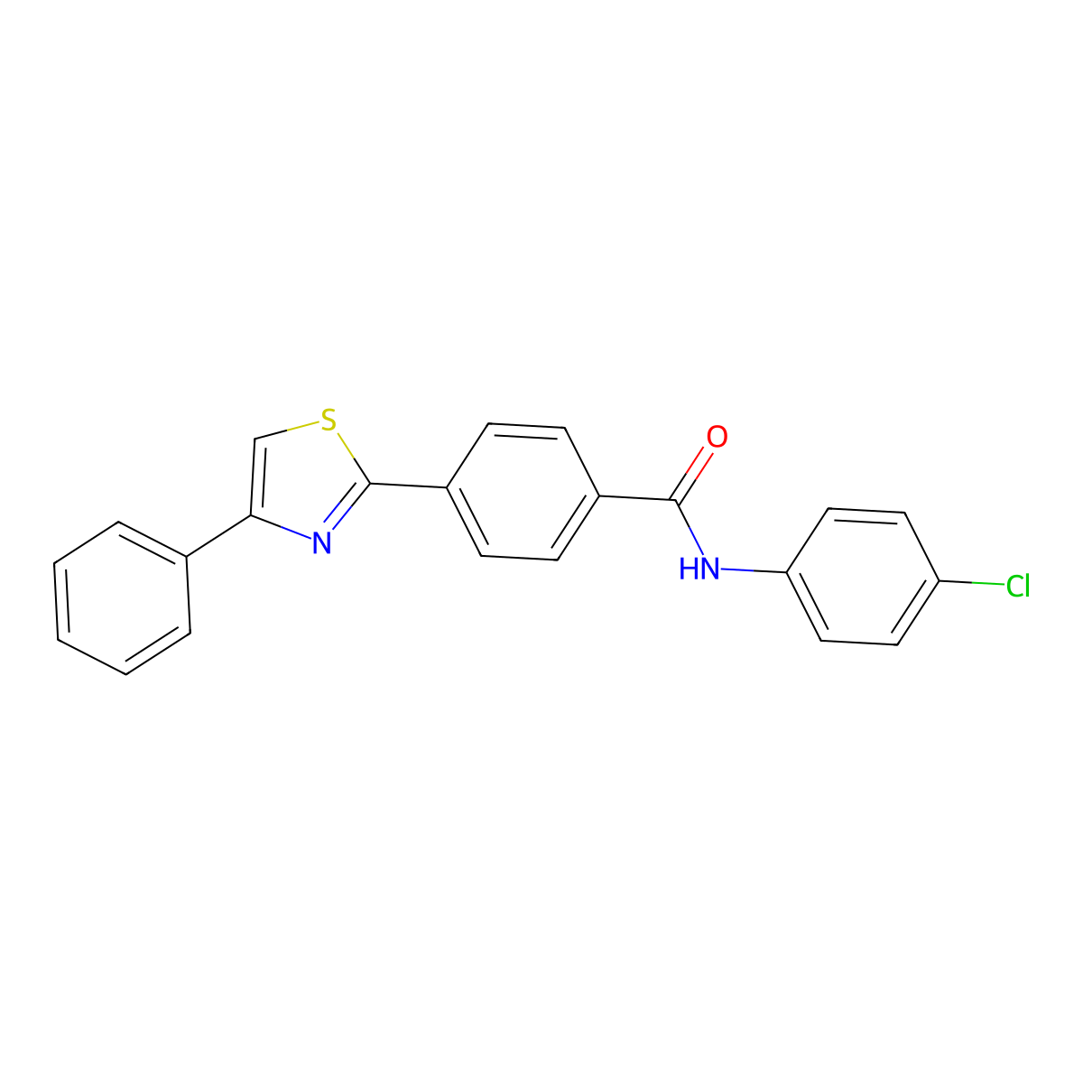 N-(4-chlorophenyl)-4-(4-phenyl-1,3-thiazol-2-yl)benzamide molecular structure, CAS 321429-83-8