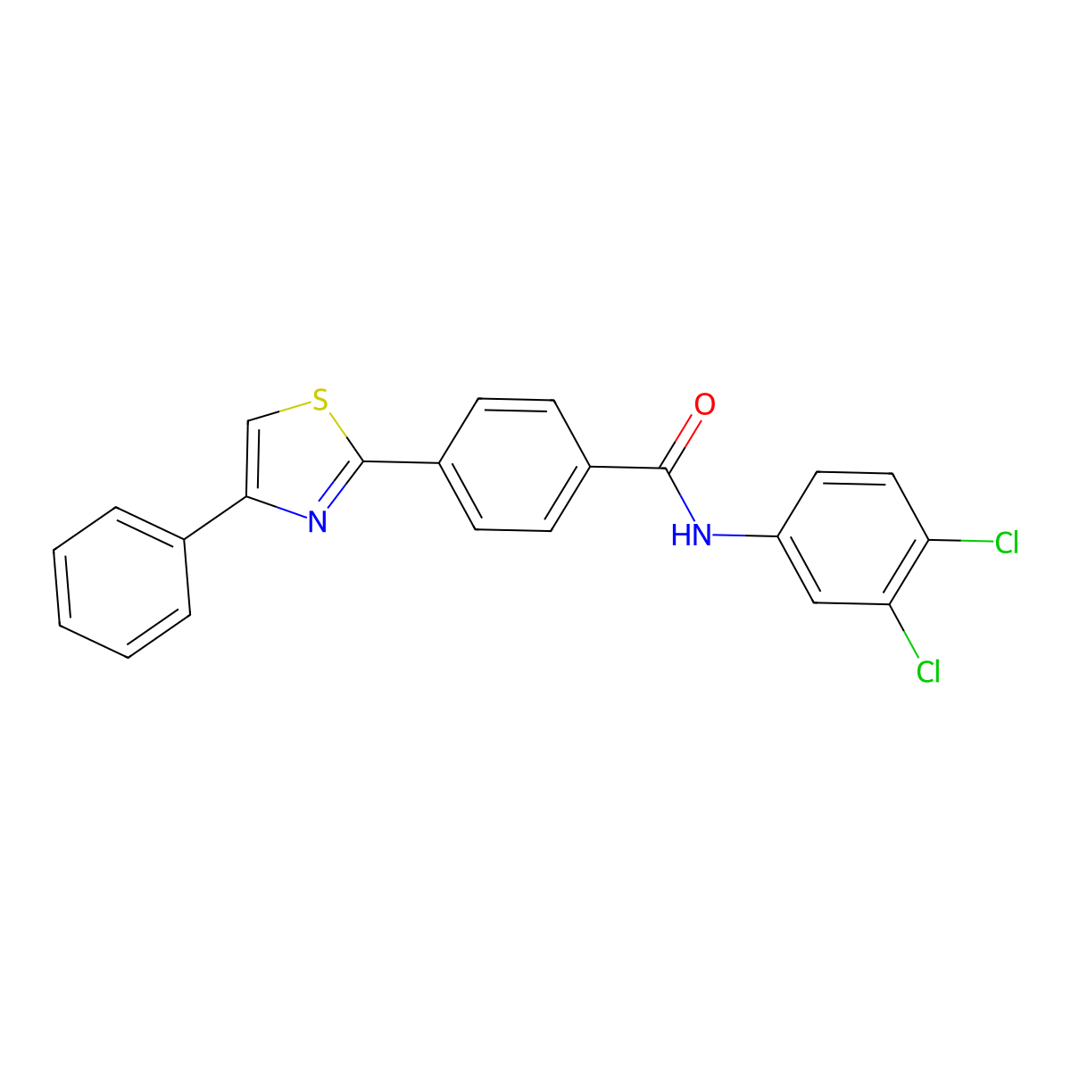 N-(3,4-dichlorophenyl)-4-(4-phenyl-1,3-thiazol-2-yl)benzamide molecular structure, CAS 321429-84-9