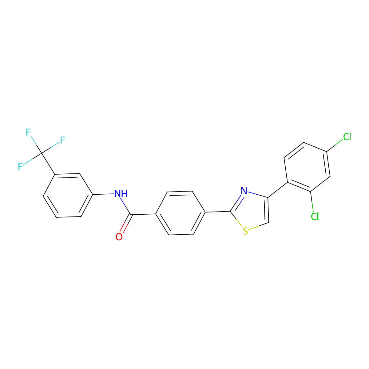 4-[4-(2,4-dichlorophenyl)-1,3-thiazol-2-yl]-N-[3-(trifluoromethyl)phenyl]benzamide molecular structure, CAS 321430-02-8