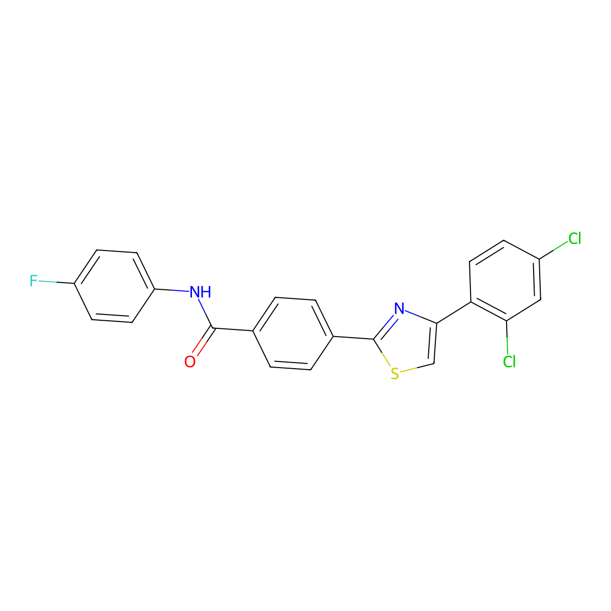4-[4-(2,4-dichlorophenyl)-1,3-thiazol-2-yl]-N-(4-fluorophenyl)benzamide molecular structure, CAS 321430-04-0
