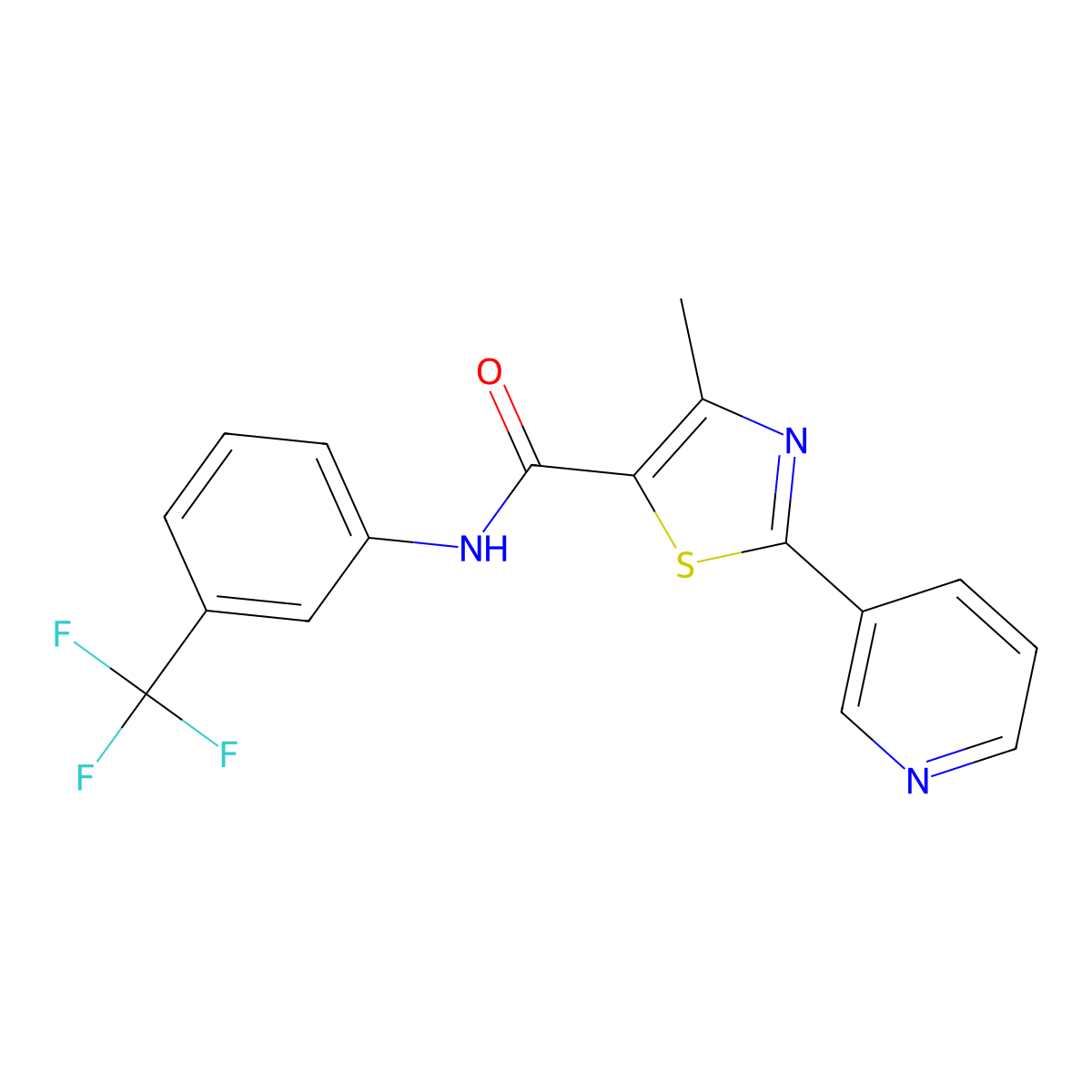 4-methyl-2-(3-pyridinyl)-N-[3-(trifluoromethyl)phenyl]-1,3-thiazole-5-carboxamide molecular structure, CAS 321430-09-5