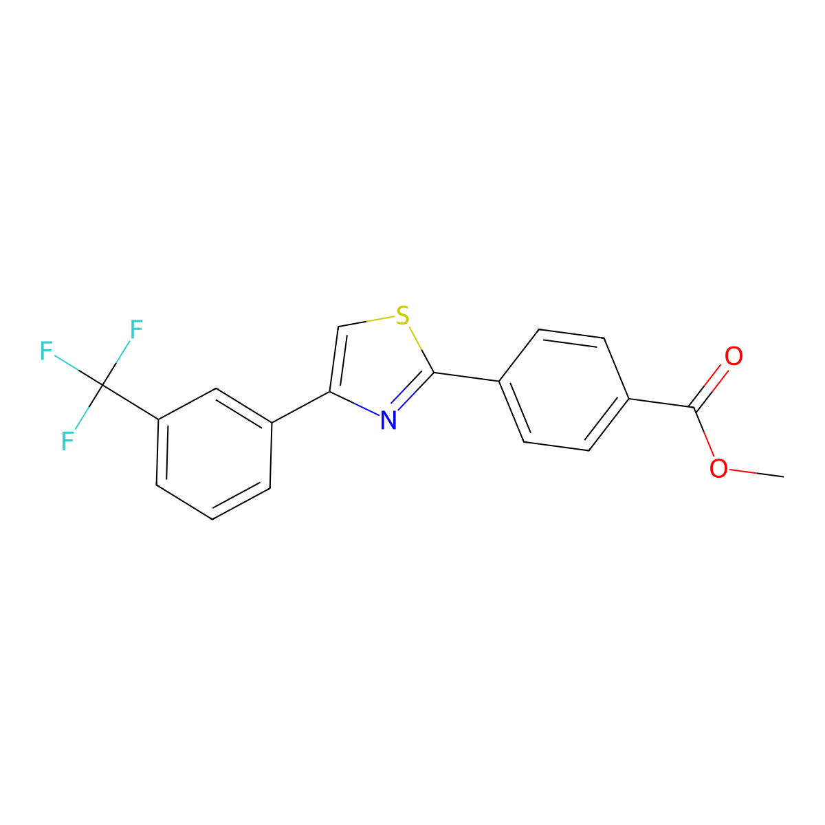 Methyl 4-{4-[3-(trifluoromethyl)phenyl]-1,3-thiazol-2-yl}benzenecarboxylate molecular structure, CAS 321430-12-0