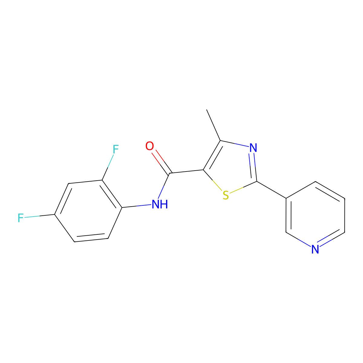 N-(2,4-difluorophenyl)-4-methyl-2-(3-pyridinyl)-1,3-thiazole-5-carboxamide molecular structure, CAS 321430-13-1