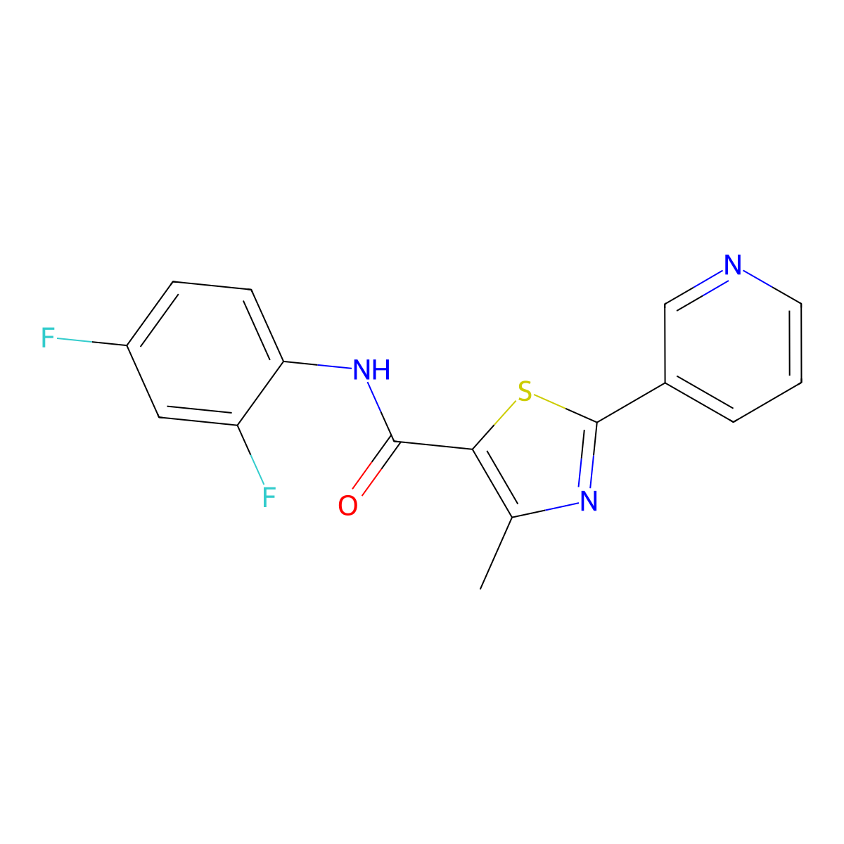 N-(2,4-difluorophenyl)-4-methyl-2-(3-pyridinyl)-1,3-thiazole-5-carboxamide molecular structure, CAS 321430-13-1