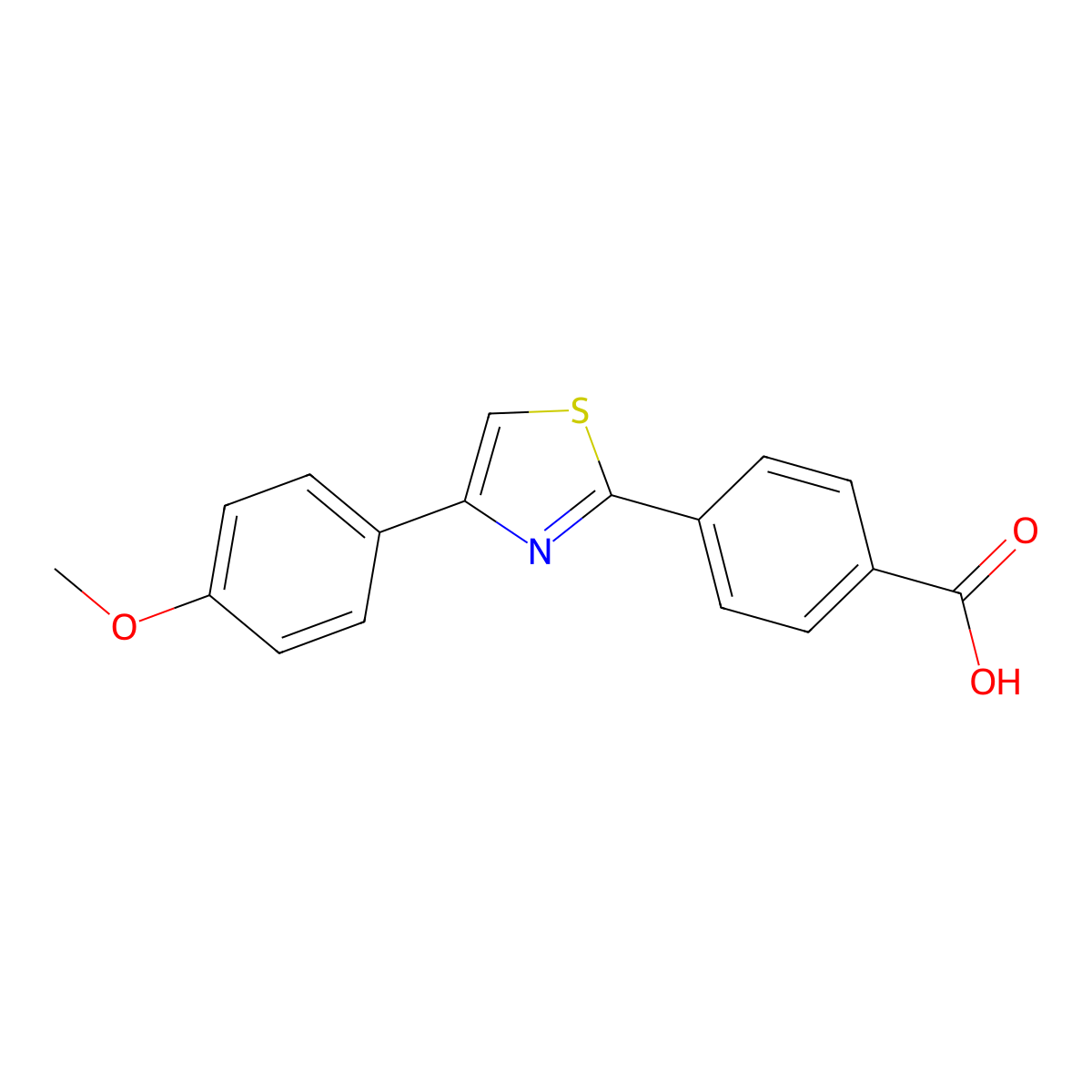 4-[4-(4-Methoxyphenyl)-1,3-thiazol-2-yl]benzenecarboxylic acid molecular structure, CAS 321430-14-2
