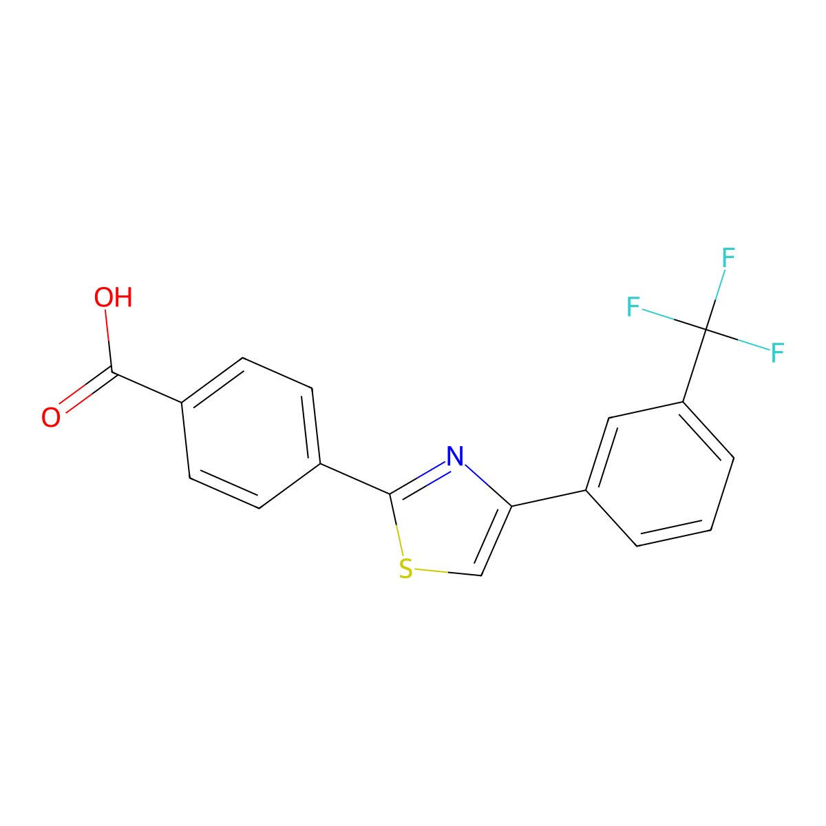 4-(4-(3-(Trifluoromethyl)phenyl)-2-thiazolyl)benzoic acid molecular structure, CAS 321430-15-3