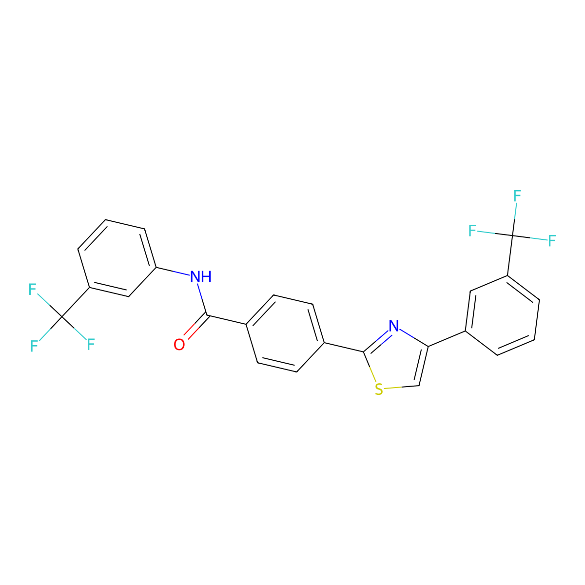N-[3-(trifluoromethyl)phenyl]-4-[4-[3-(trifluoromethyl)phenyl]-1,3-thiazol-2-yl]benzamide molecular structure, CAS 321430-21-1