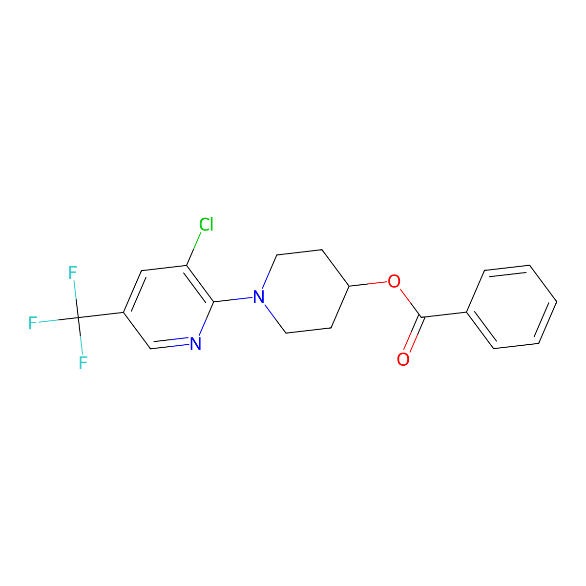 1-[3-Chloro-5-(trifluoromethyl)-2-pyridinyl]-4-piperidinyl benzenecarboxylate molecular structure, CAS 321430-22-2