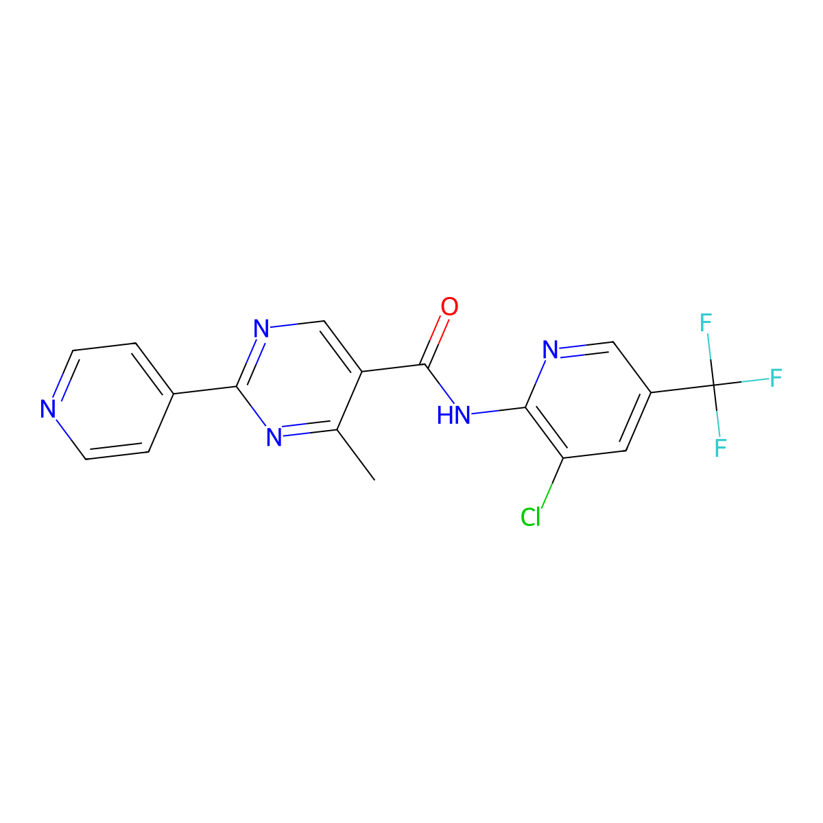 N-[3-chloro-5-(trifluoromethyl)-2-pyridinyl]-4-methyl-2-(4-pyridinyl)-5-pyrimidinecarboxamide molecular structure, CAS 321430-25-5