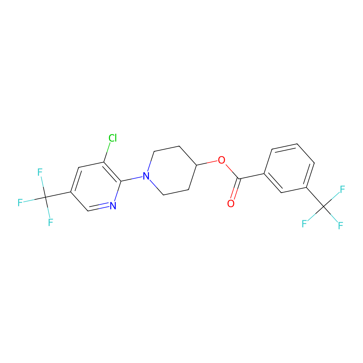 1-[3-Chloro-5-(trifluoromethyl)-2-pyridinyl]-4-piperidinyl 3-(trifluoromethyl)benzenecarboxylate molecular structure, CAS 321430-26-6