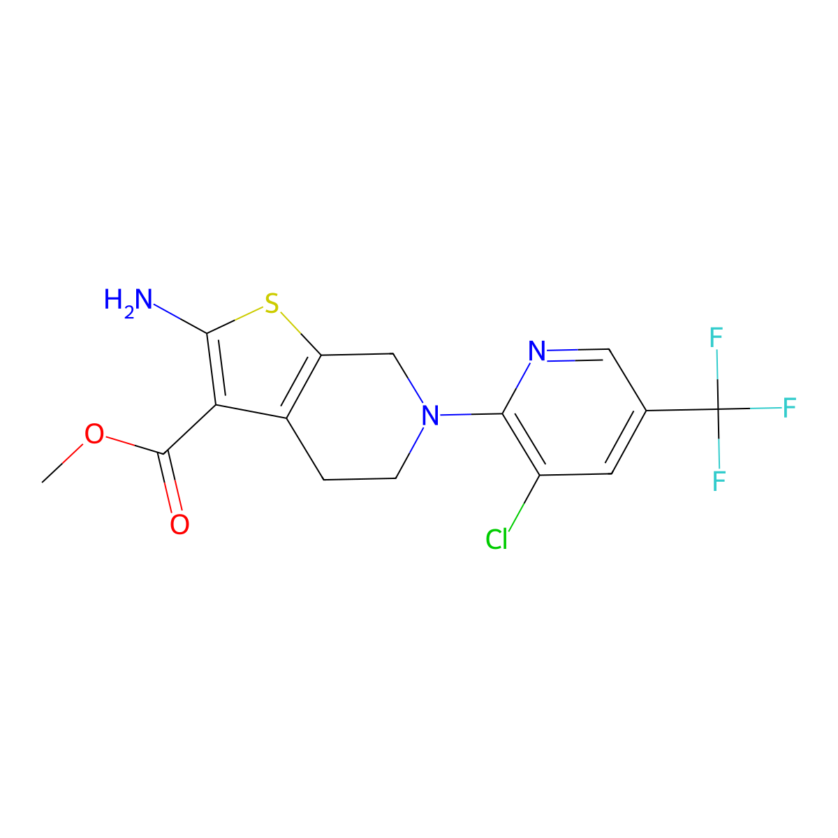 Methyl 2-amino-6-[3-chloro-5-(trifluoromethyl)-2-pyridinyl]-4,5,6,7-tetrahydrothieno[2,3-C] pyridine molecular structure, CAS 321430-29-9