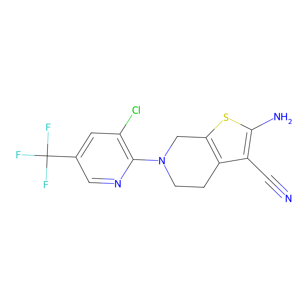 2-Amino-6-[3-chloro-5-(trifluoromethyl)-2-pyridinyl]-4,5,6,7-tetrahydrothieno[2,3-c]pyridine-3-carbonitrile molecular structure, CAS 321430-41-5