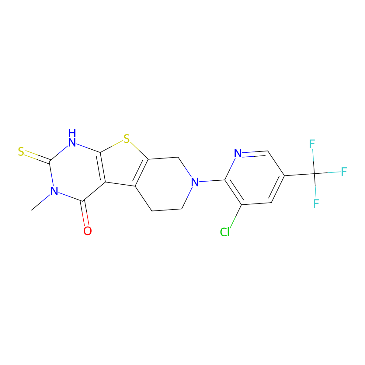 11-[3-Chloro-5-(trifluoromethyl)pyridin-2-yl]-4-methyl-5-sulfanyl-8-thia-4,6,11-triazatricyclo[7.4.0.0^{2,7}]trideca-1(9),2(7),5-trien-3-one molecular structure, CAS 321430-49-3
