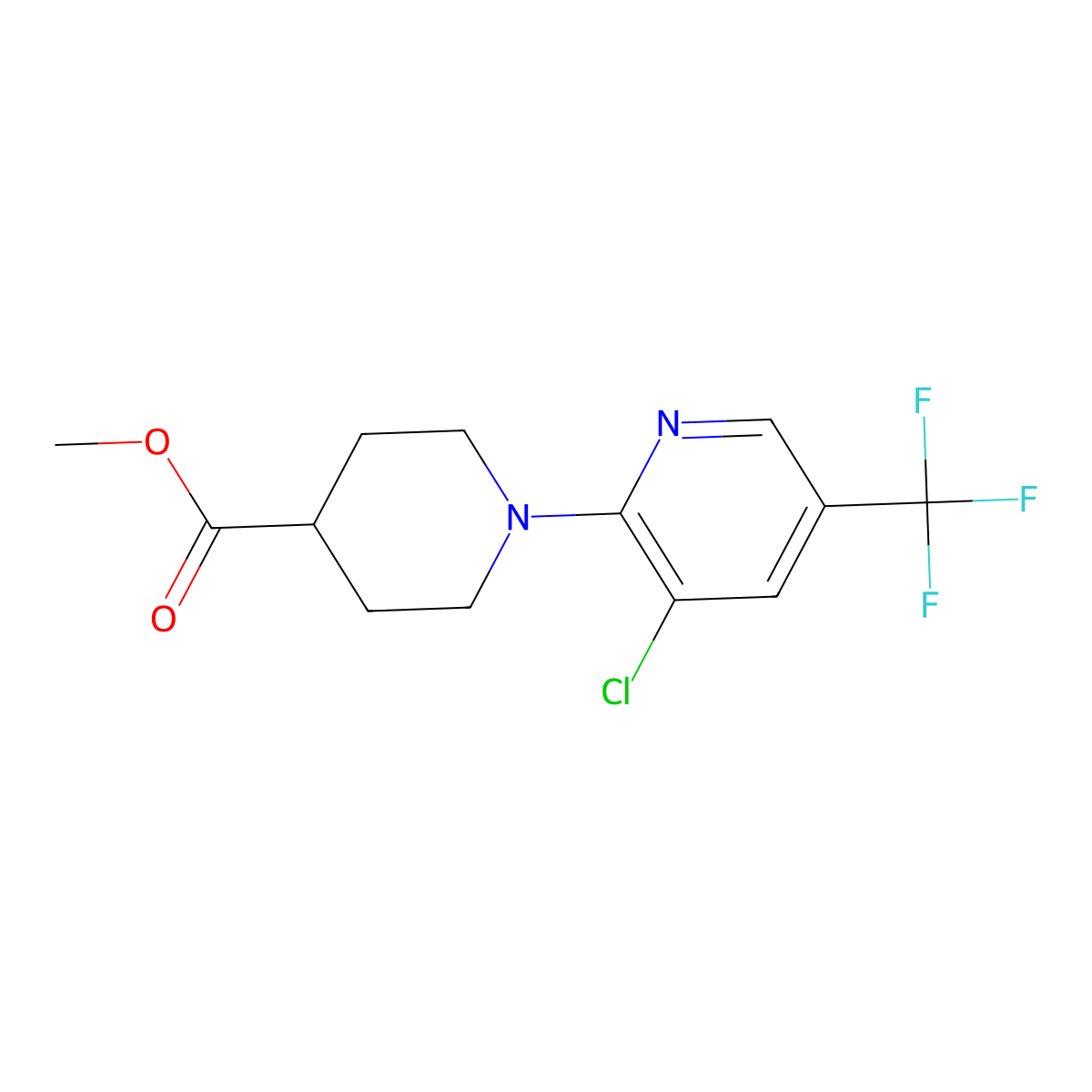 Methyl 1-[3-chloro-5-(trifluoromethyl)-2-pyridinyl]-4-piperidinecarboxylate molecular structure, CAS 321430-51-7