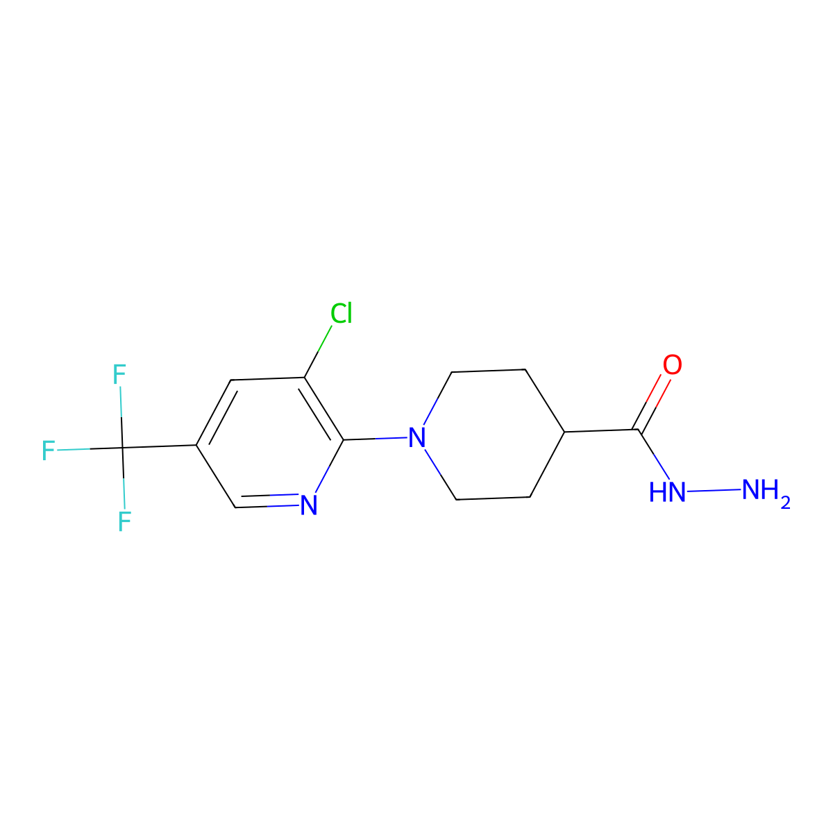 1-[3-Chloro-5-(trifluoromethyl)-2-pyridinyl]-4-piperidinecarbohydrazide molecular structure, CAS 321430-54-0