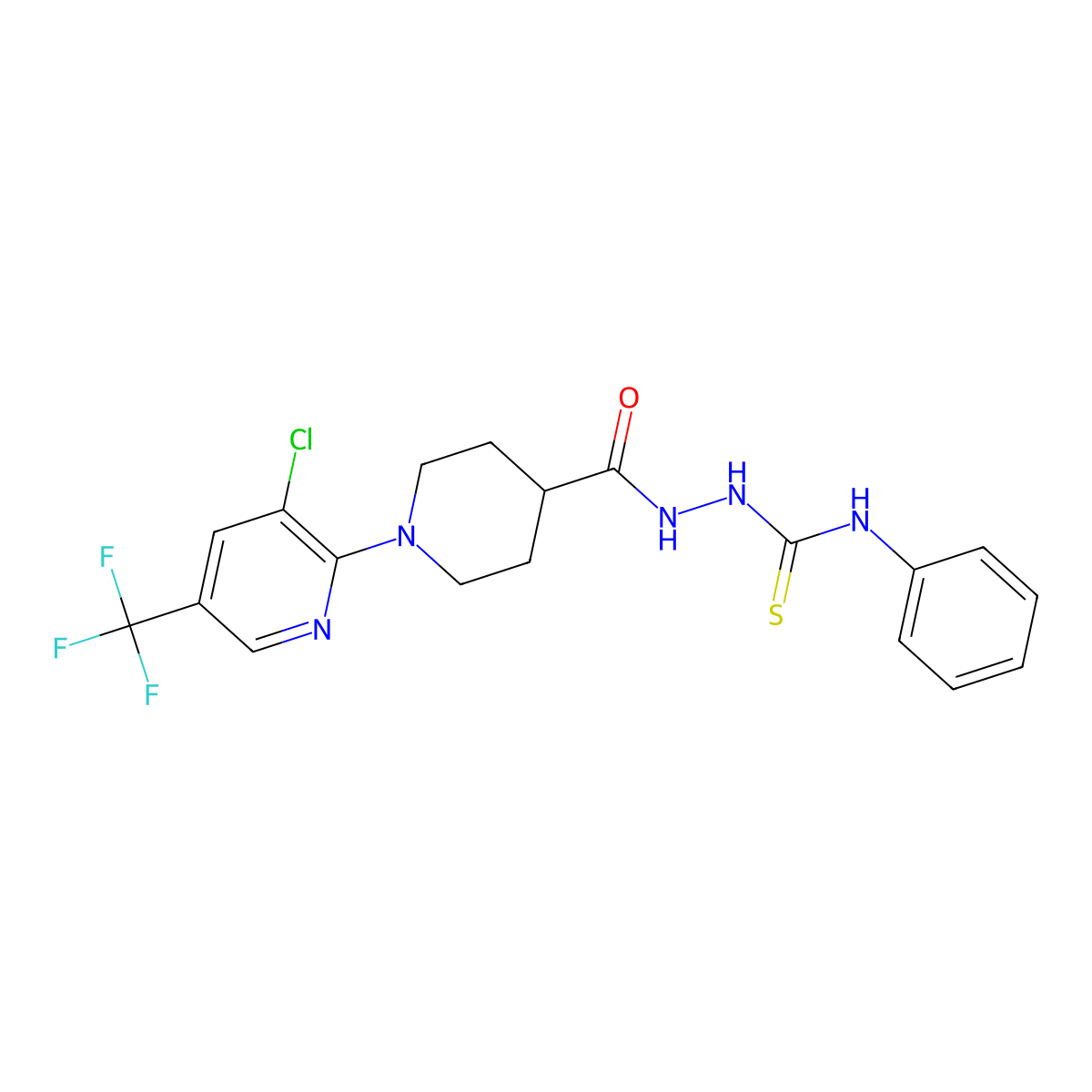 2-({1-[3-chloro-5-(trifluoromethyl)-2-pyridinyl]-4-piperidinyl}carbonyl)-N-phenyl-1-hydrazinecarbothioamide molecular structure, CAS 321430-55-1