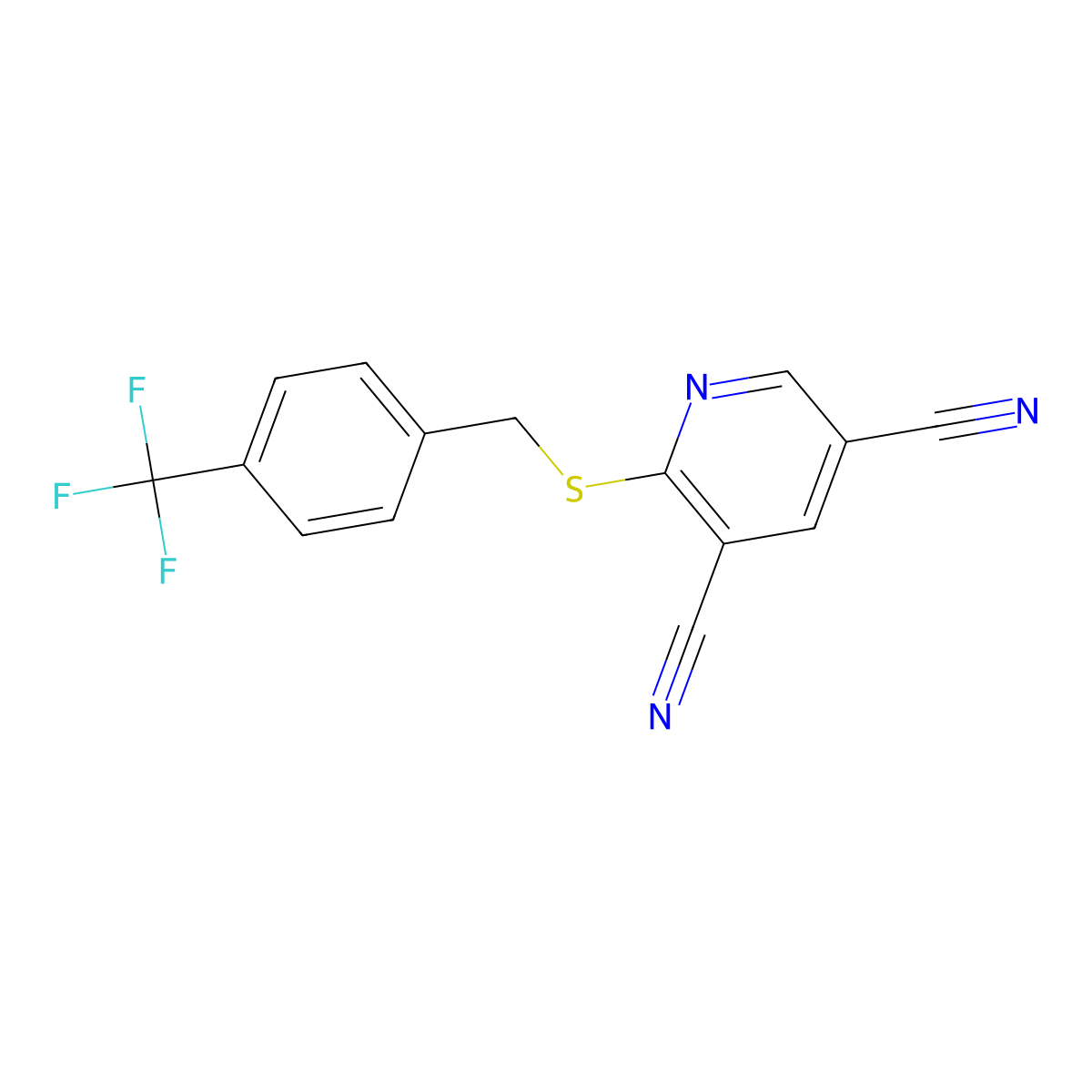 2-{[4-(Trifluoromethyl)benzyl]sulfanyl}-3,5-pyridinedicarbonitrile molecular structure, CAS 321430-63-1