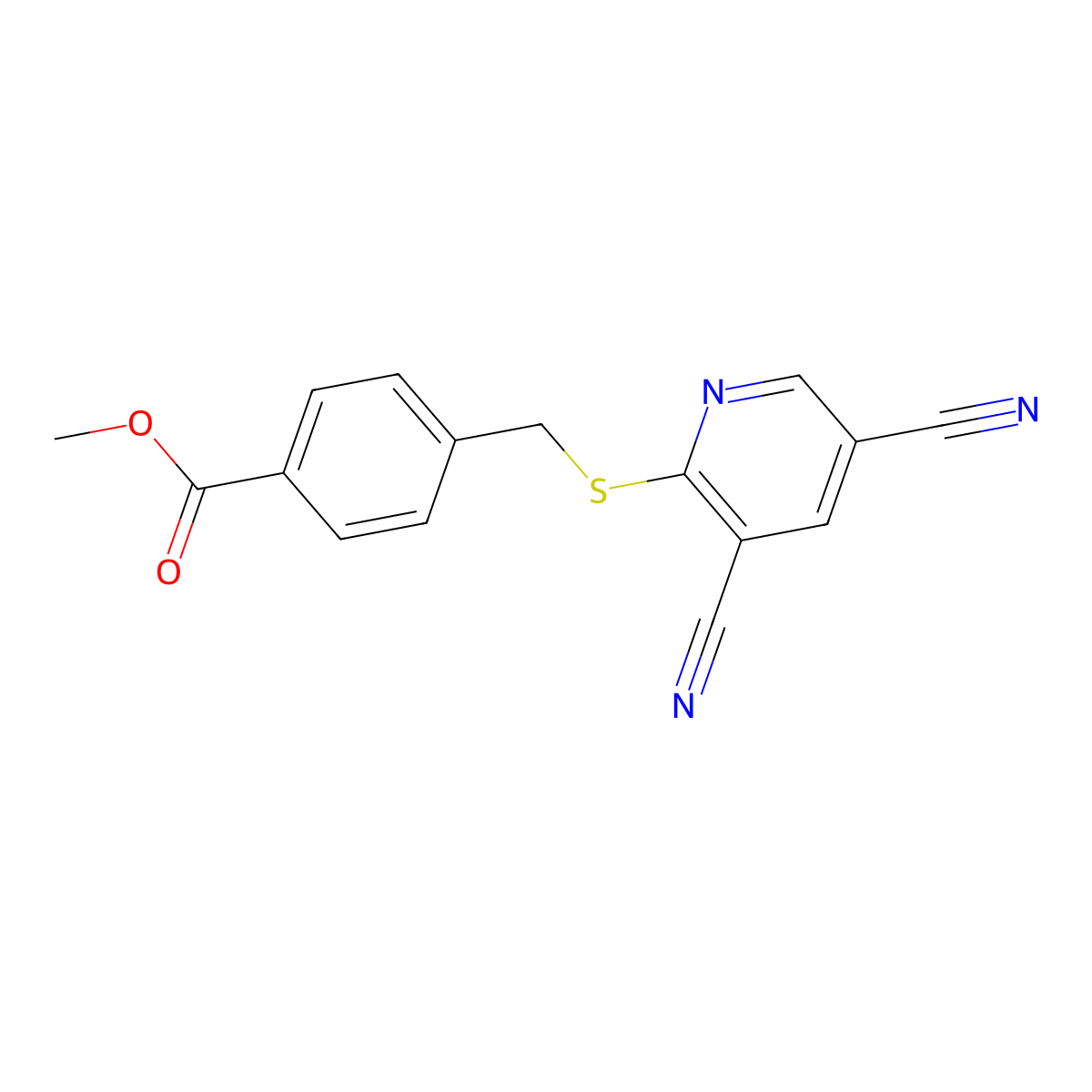 Methyl 4-{[(3,5-dicyano-2-pyridinyl)sulfanyl]methyl}benzenecarboxylate molecular structure, CAS 321430-68-6