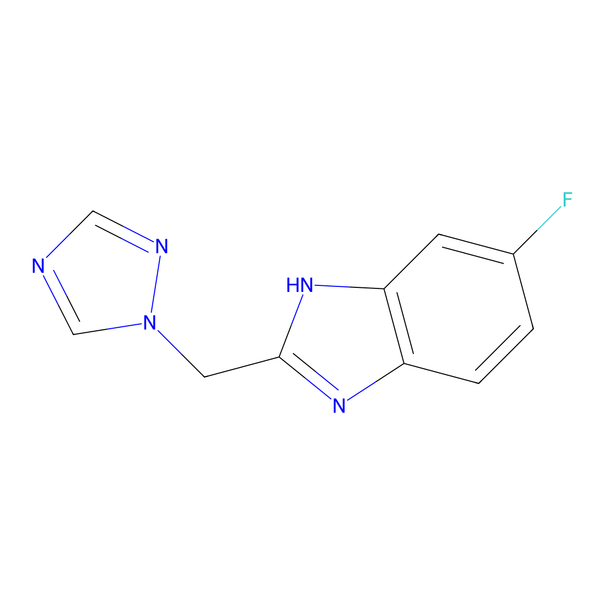 5-fluoro-2-(1H-1,2,4-triazol-1-ylmethyl)-1H-1,3-benzimidazole molecular structure, CAS 321430-79-9